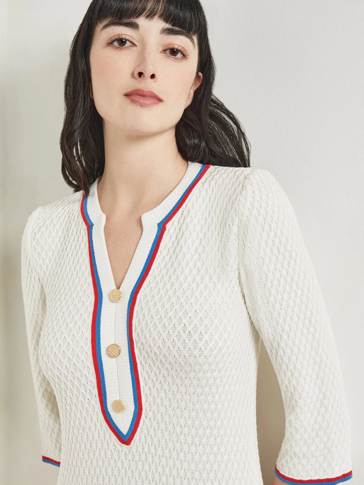 Above the Knee Sheath Dress - Intarsia Soft Knit