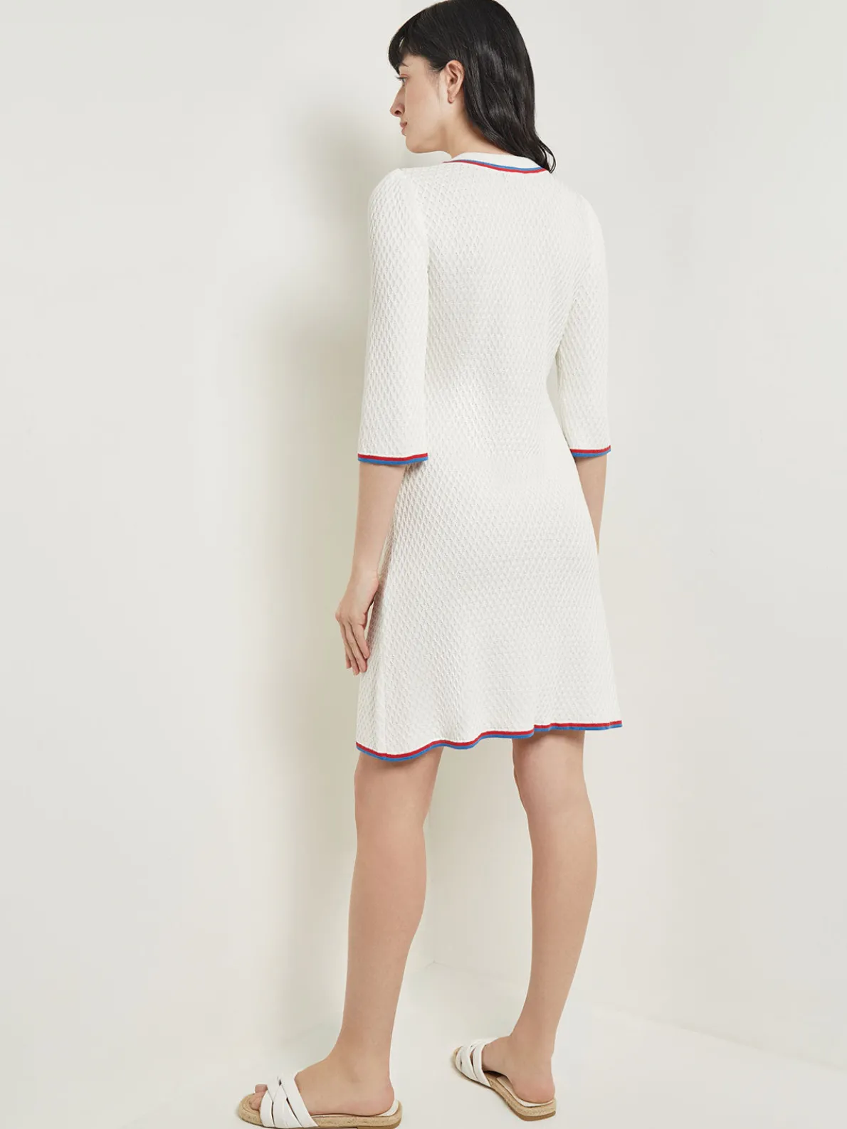 Above the Knee Sheath Dress - Intarsia Soft Knit