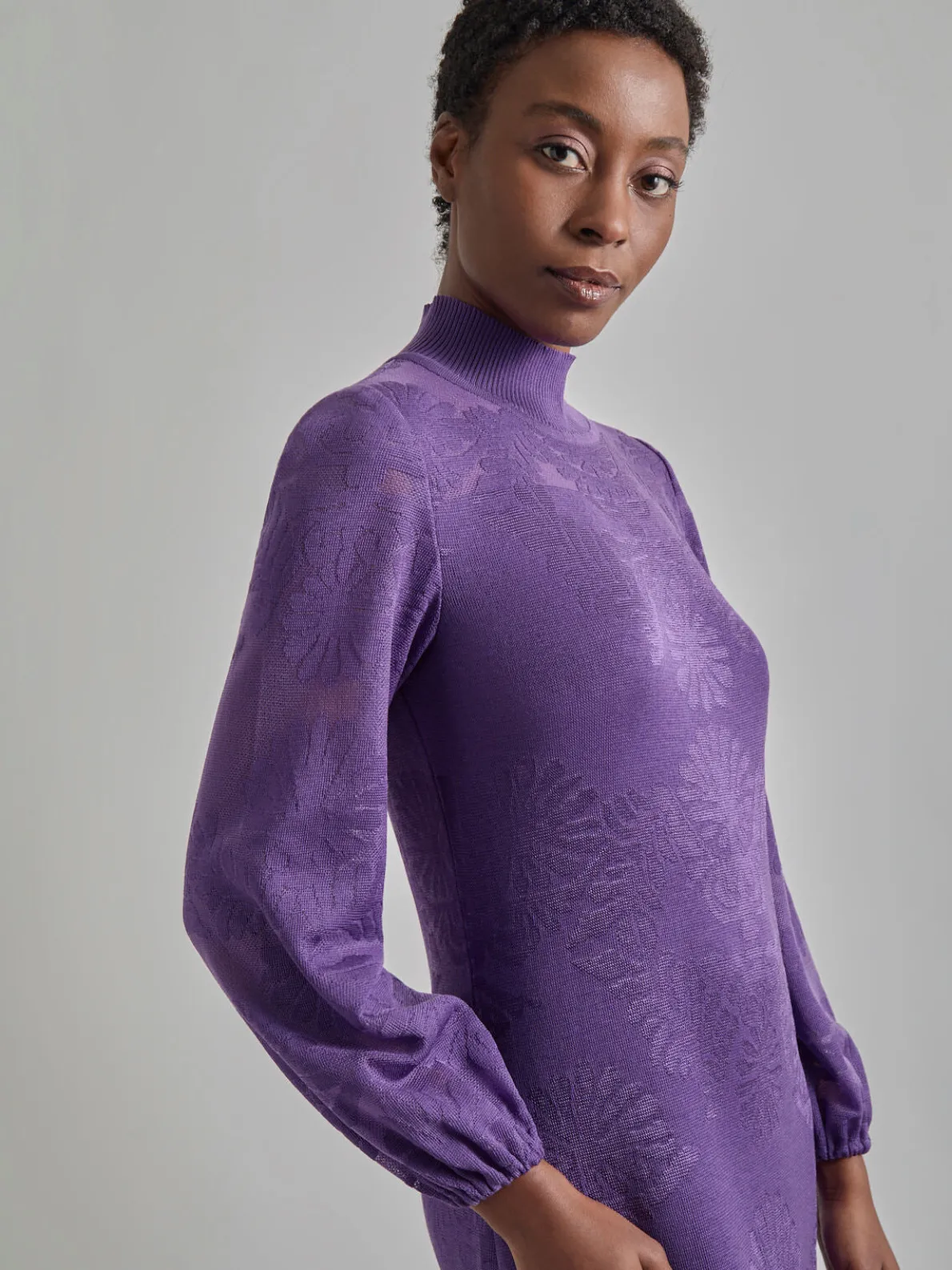 A-Line Jacquard Knit Maxi Dress