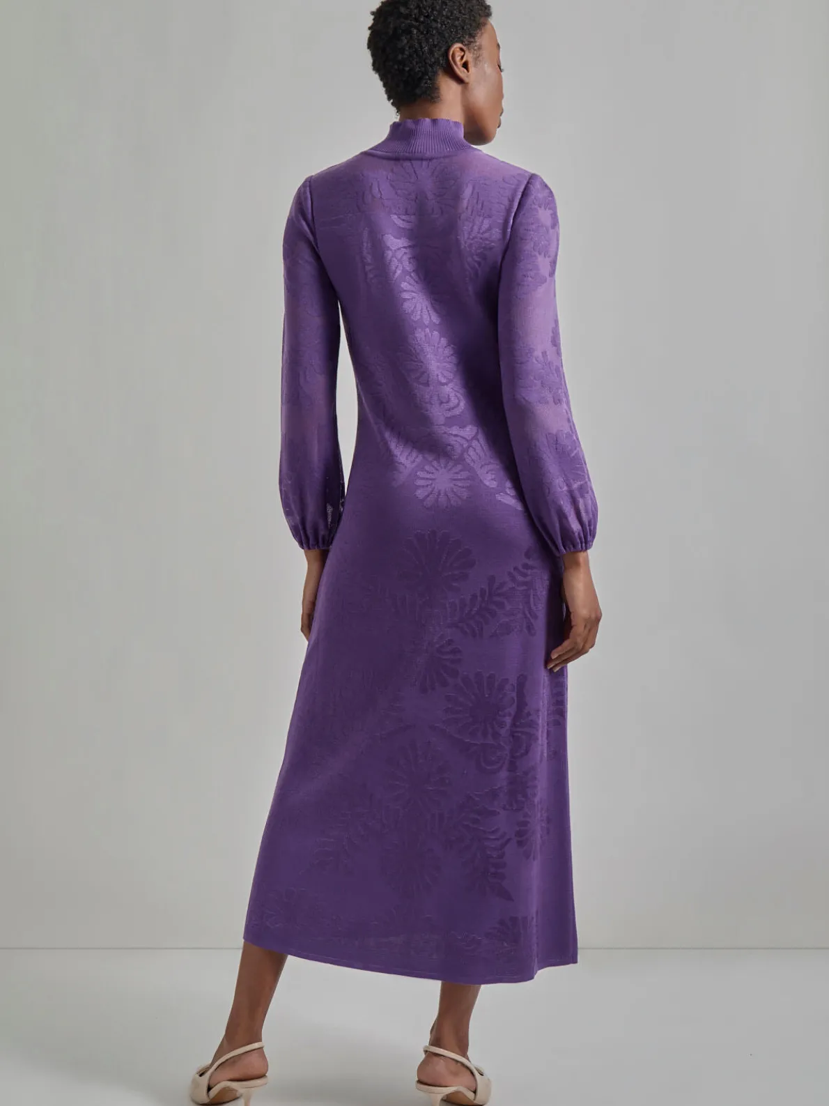 A-Line Jacquard Knit Maxi Dress