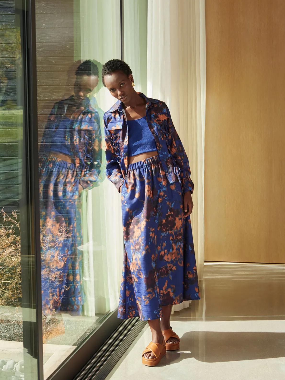 A-Line Printed Woven Maxi Skirt