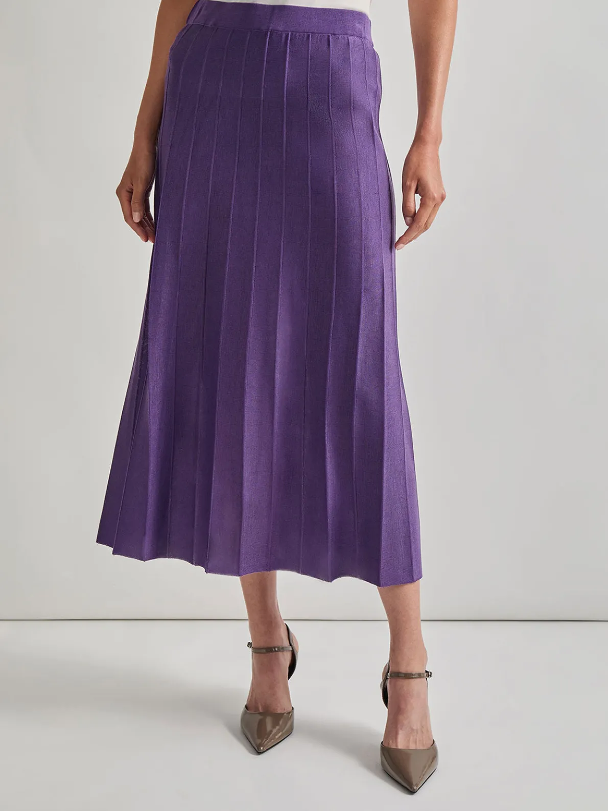A-Line Tonal Spaced Rib Knit Maxi Skirt