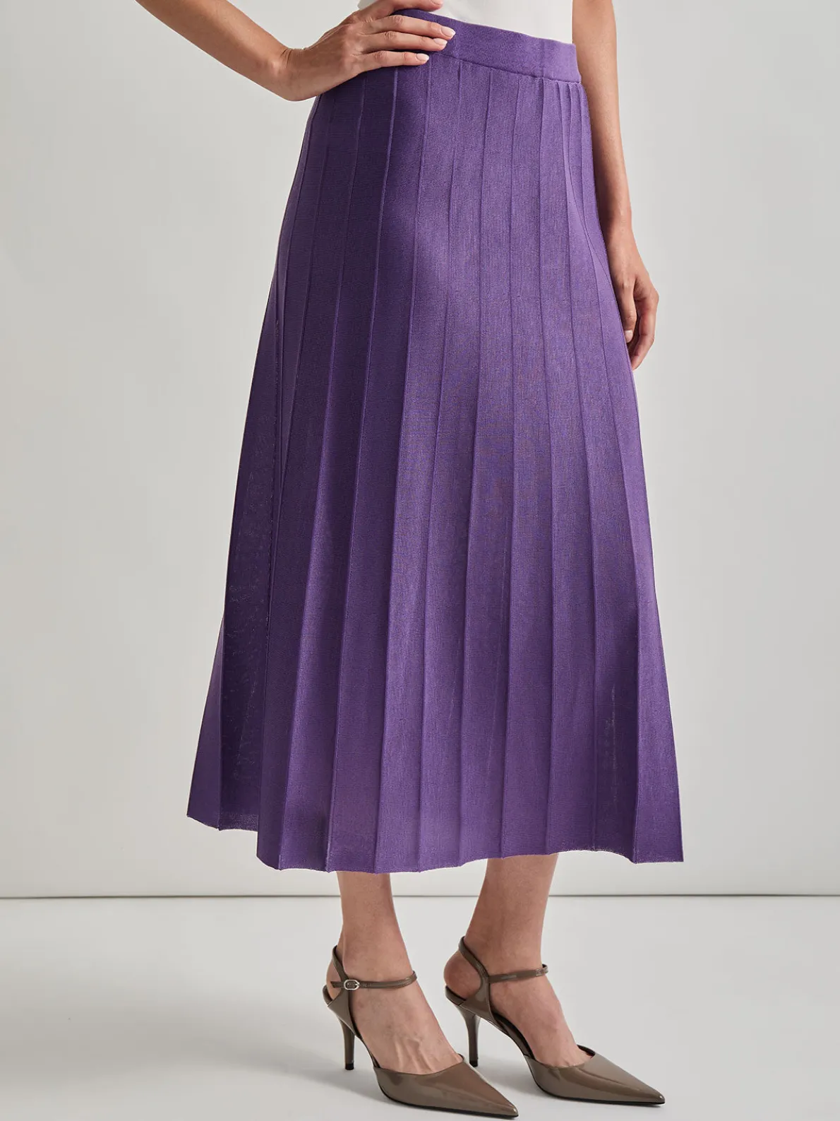 A-Line Tonal Spaced Rib Knit Maxi Skirt