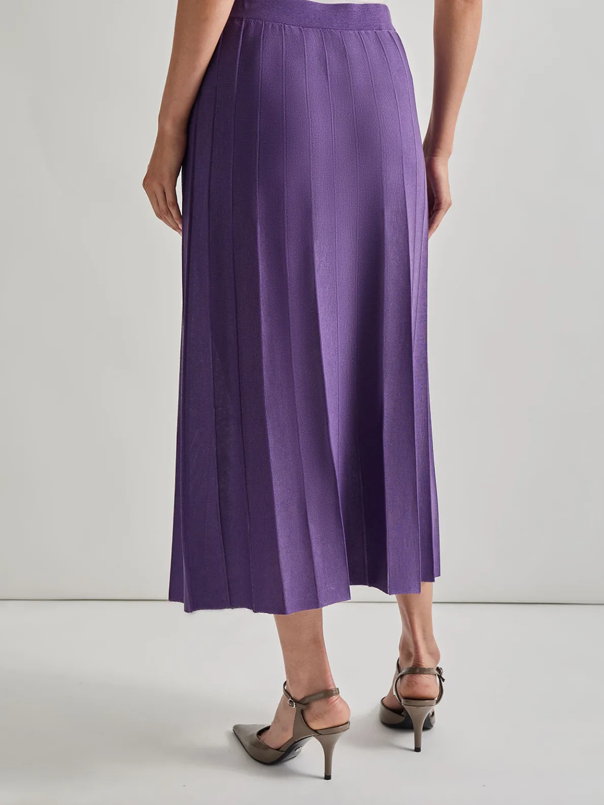 A-Line Tonal Spaced Rib Knit Maxi Skirt