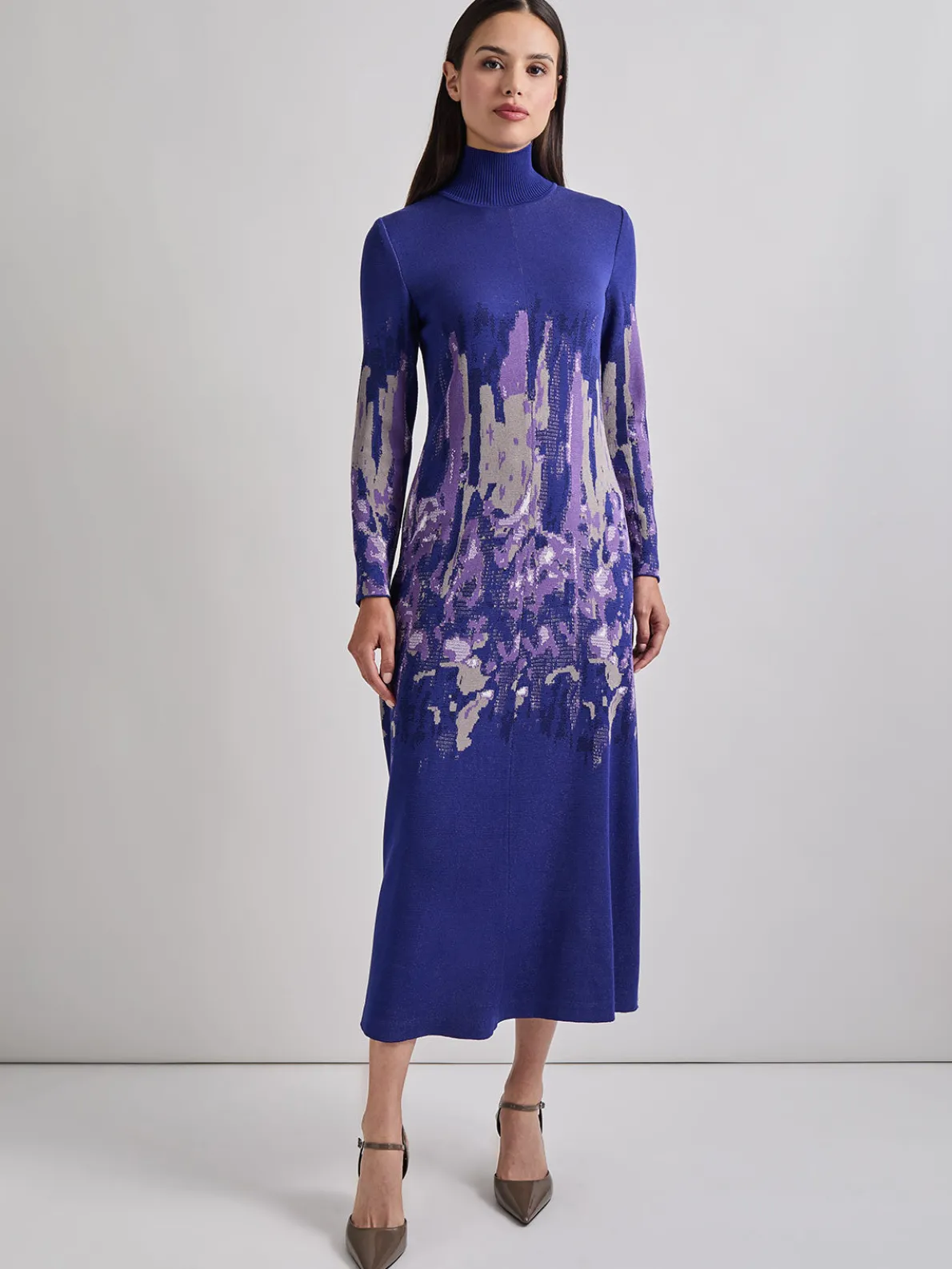 A-Line Watercolor Soft Knit Maxi Dress