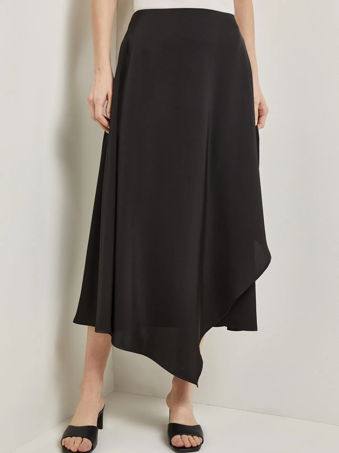 Asymmetrical Charmeuse Maxi Skirt