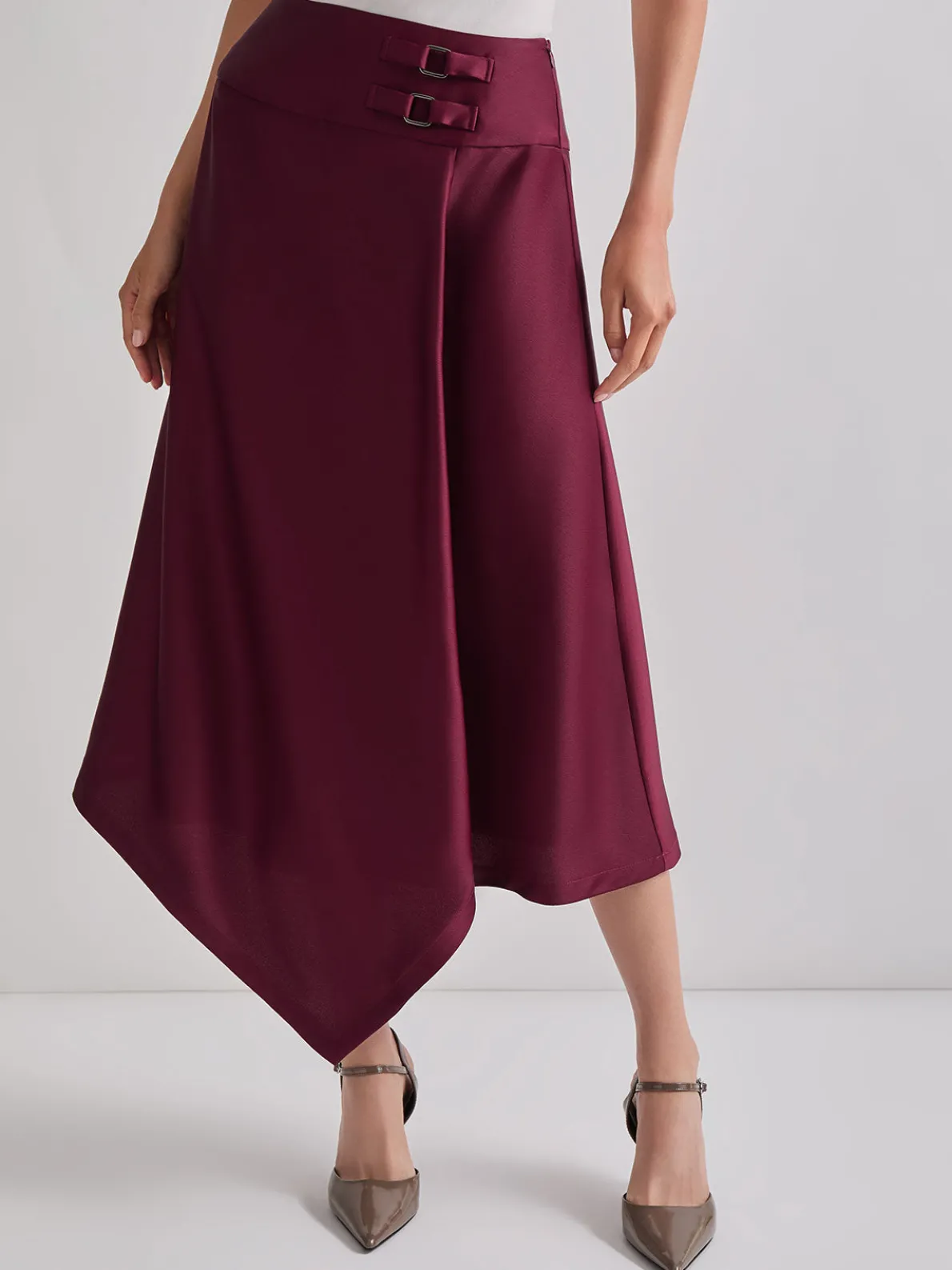 Asymmetrical Crepe de Chine Maxi Skirt