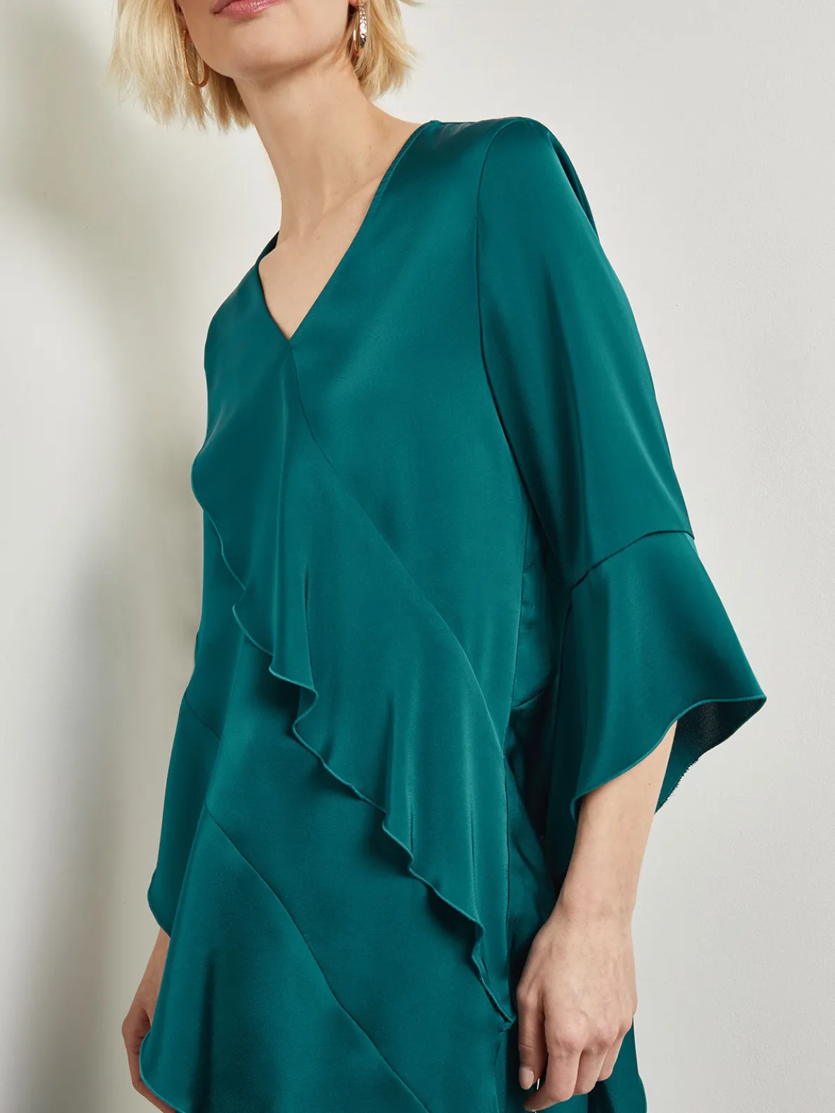Asymmetrical Ruffle Blouse - Crepe De Chine