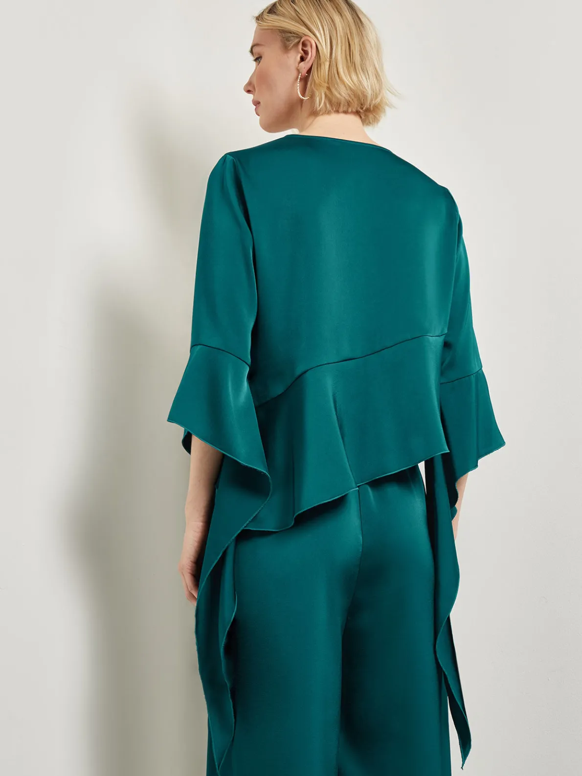 Asymmetrical Ruffle Blouse - Crepe De Chine