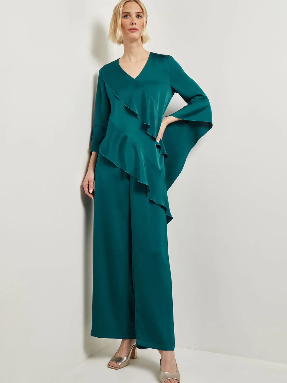 Asymmetrical Ruffle Blouse - Crepe De Chine