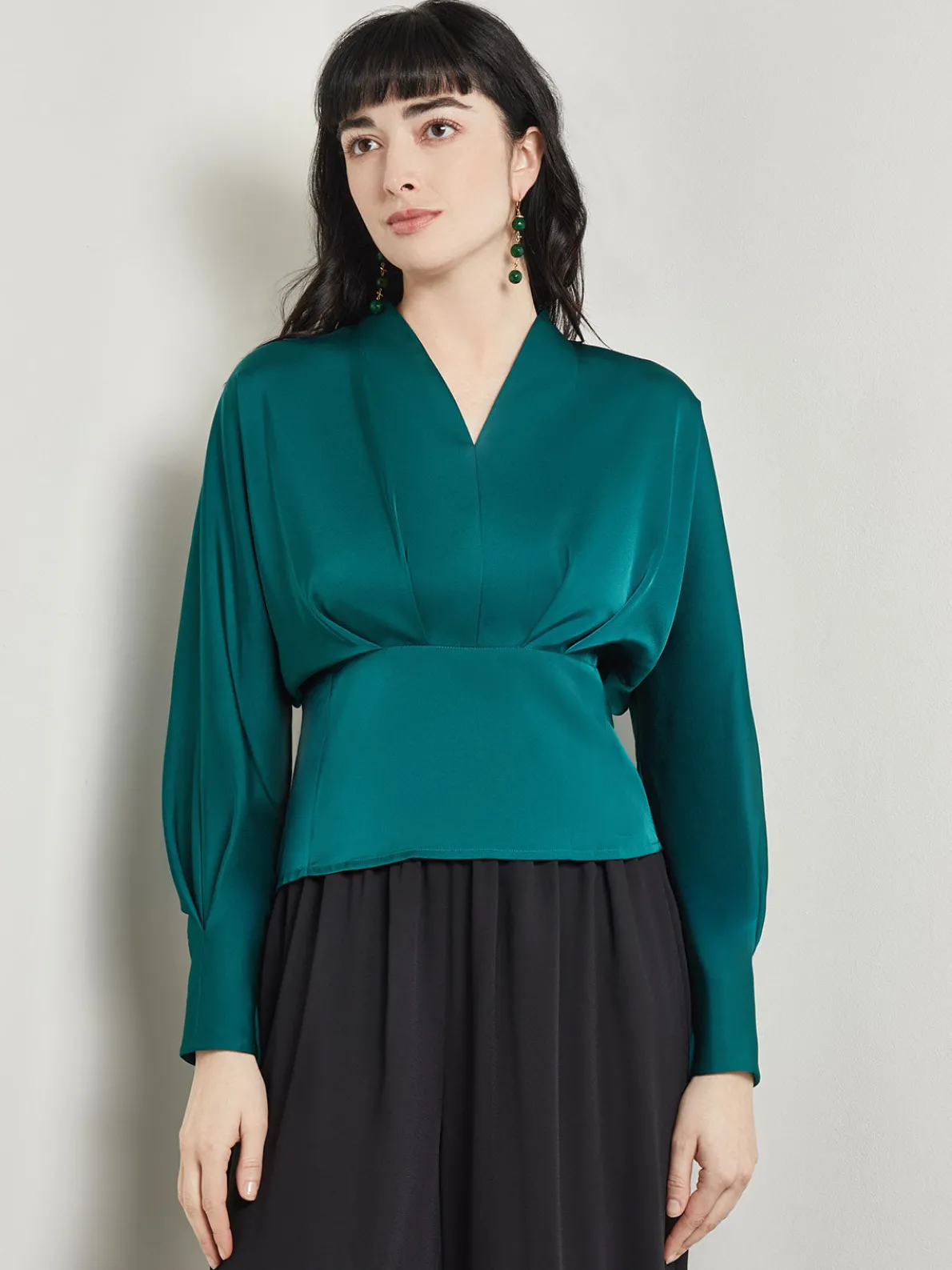 Batwing Sleeve Blouse - Crepe De Chine