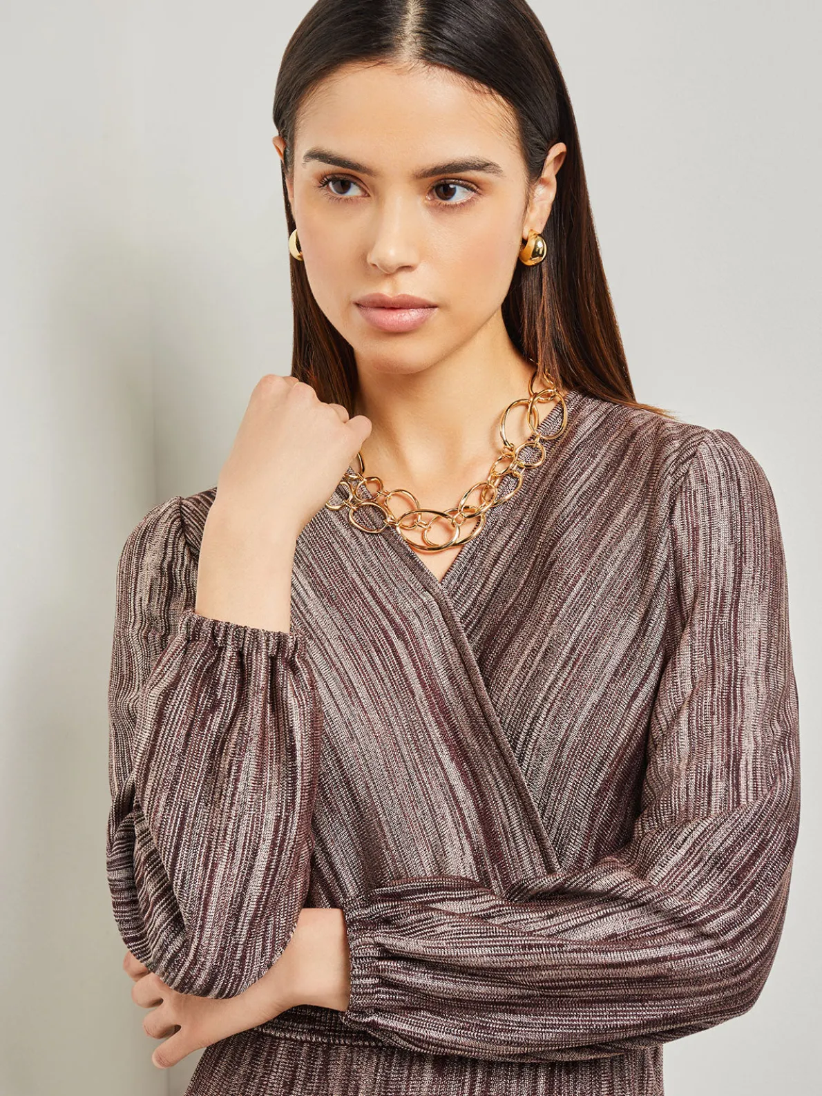 Bishop Sleeve Jacquard Knit Maxi Dress