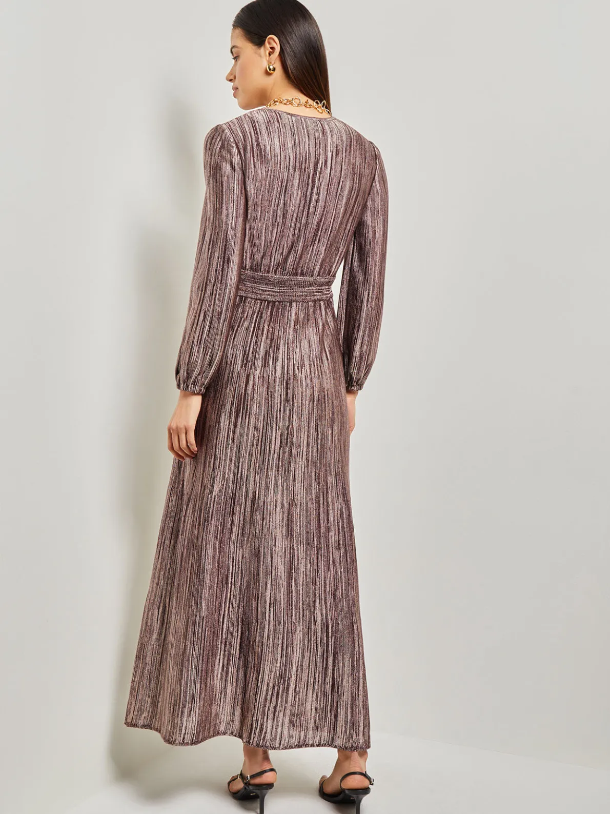 Bishop Sleeve Jacquard Knit Maxi Dress