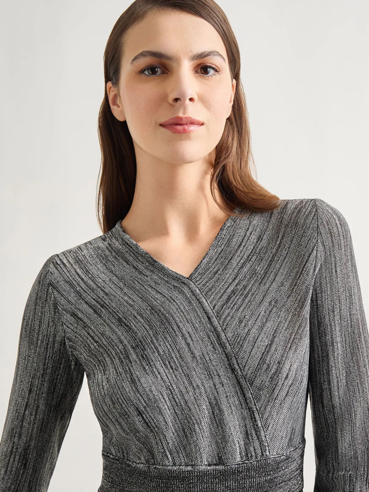 Bishop Sleeve Jacquard Knit Maxi Dress