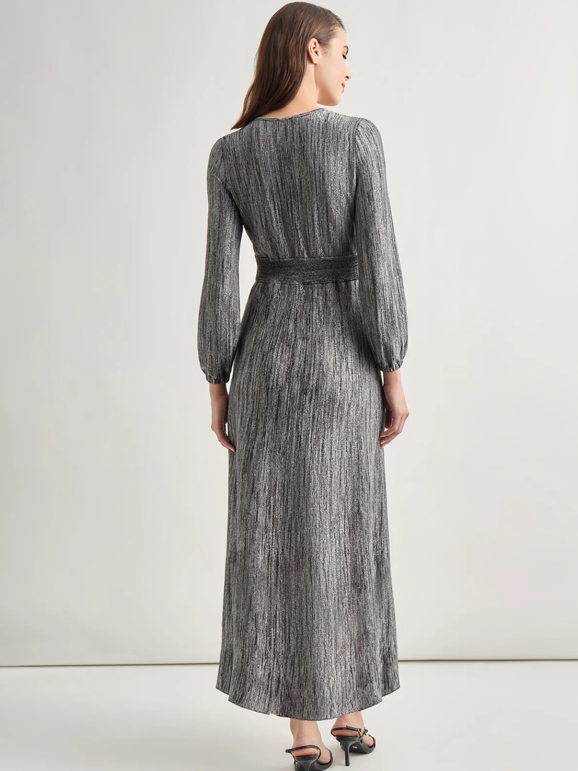 Bishop Sleeve Jacquard Knit Maxi Dress