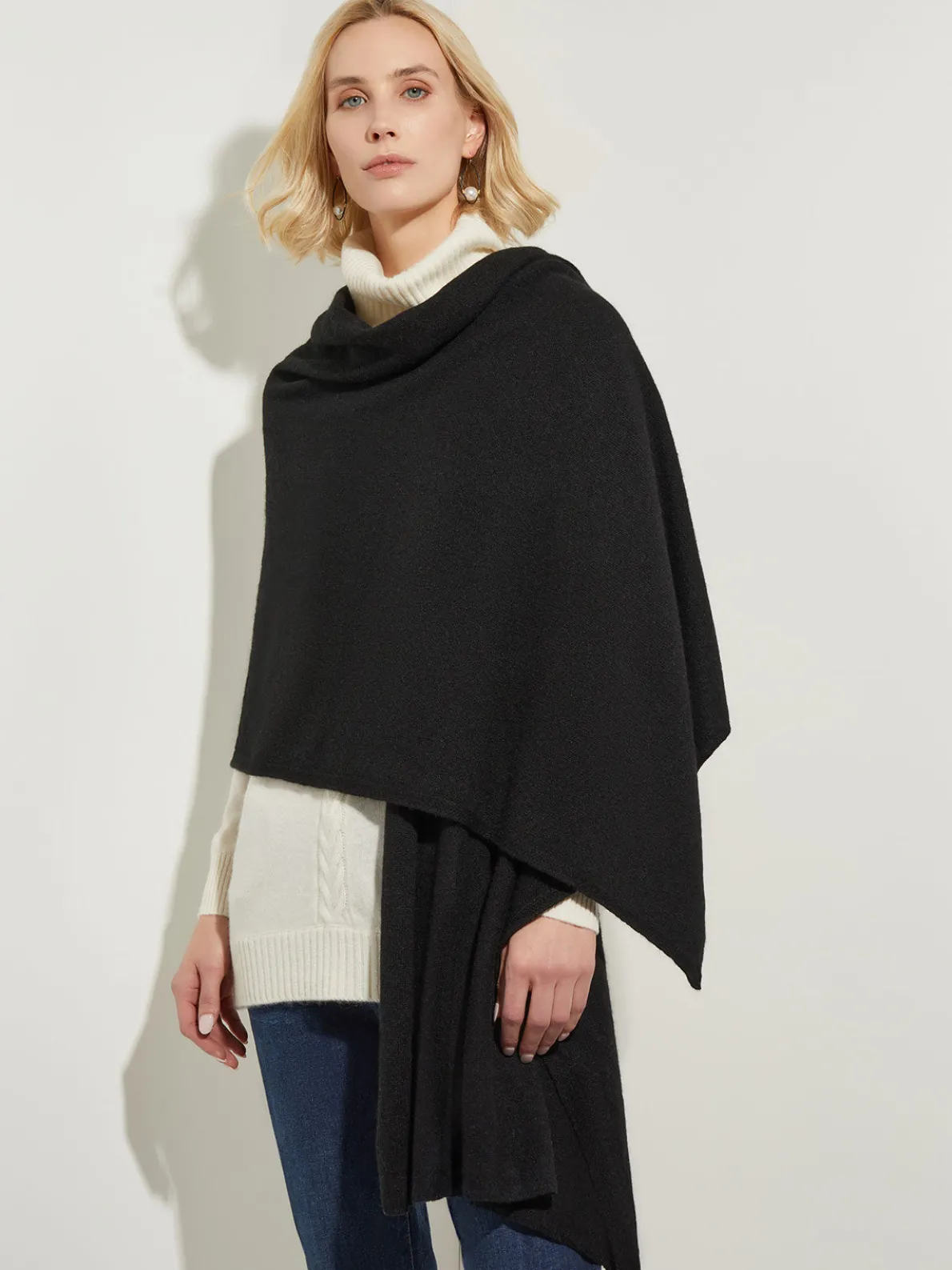 Black Cashmere Wrap Scarf - Jersey Scarf | Misook