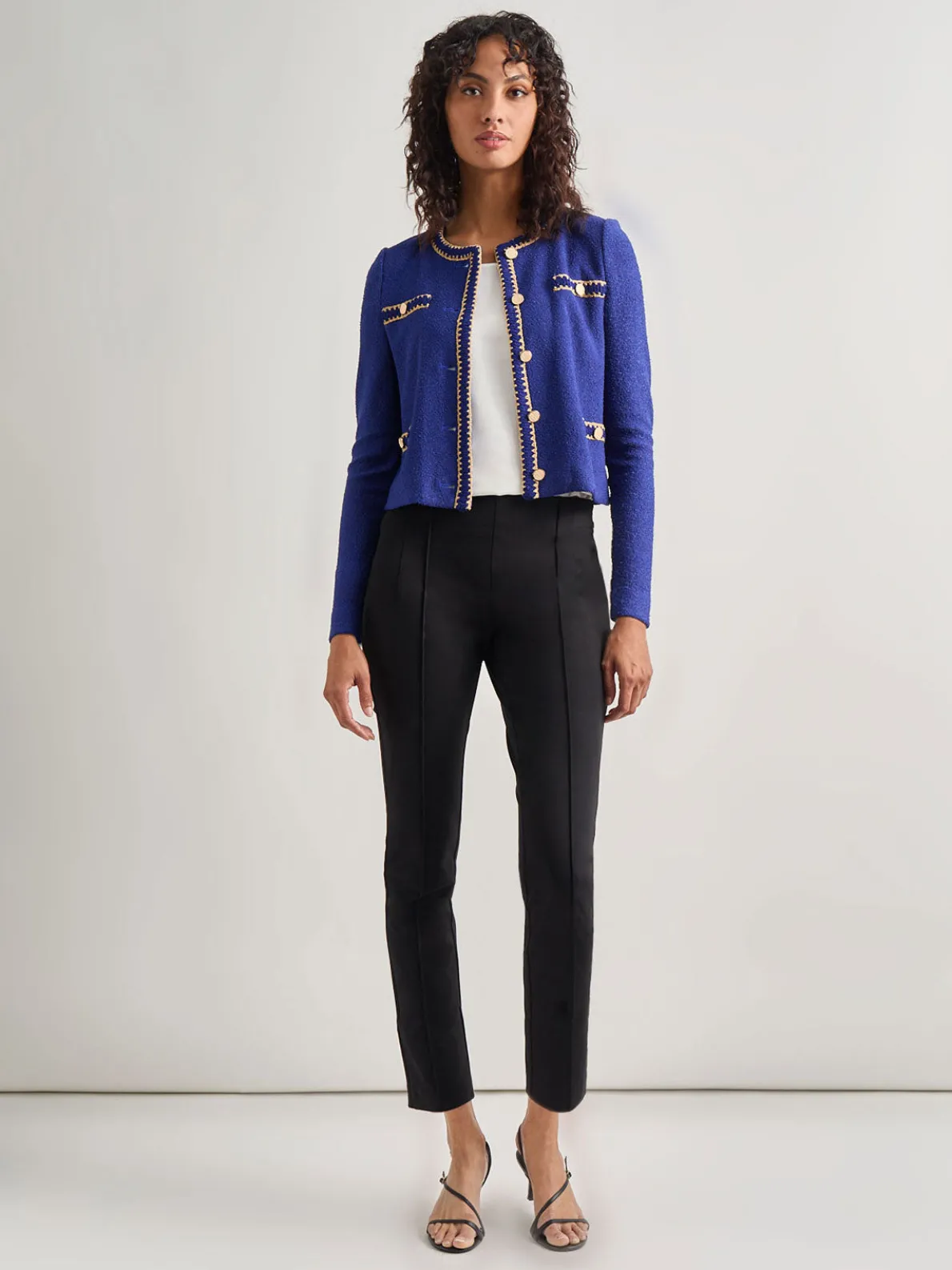 Braided Trim Boucle Knit Jacket