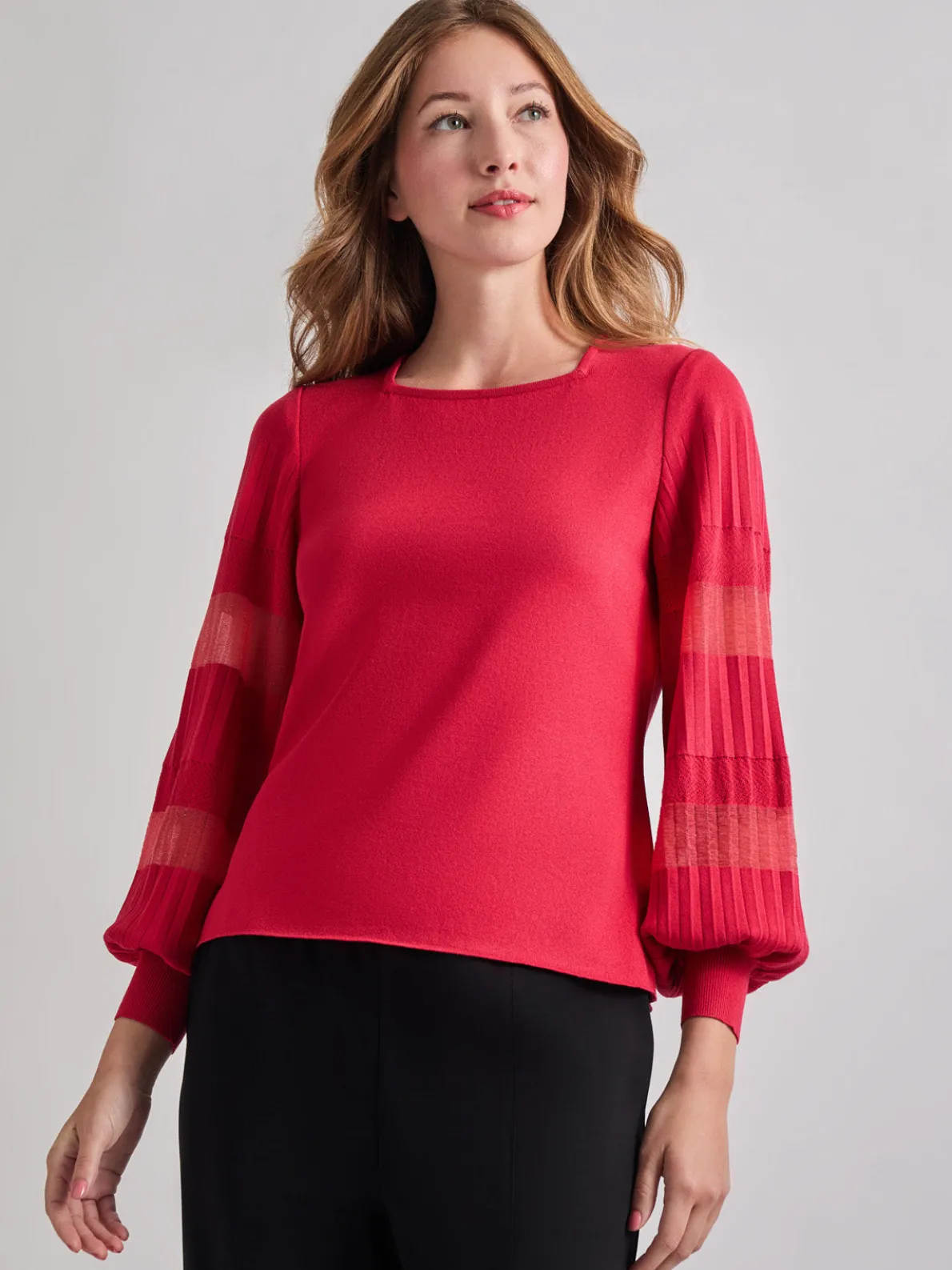 Burnout Accent Bishop Sleeve Soft Knit Tunic