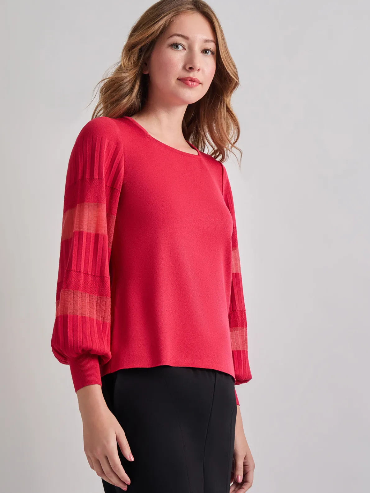 Burnout Accent Bishop Sleeve Soft Knit Tunic