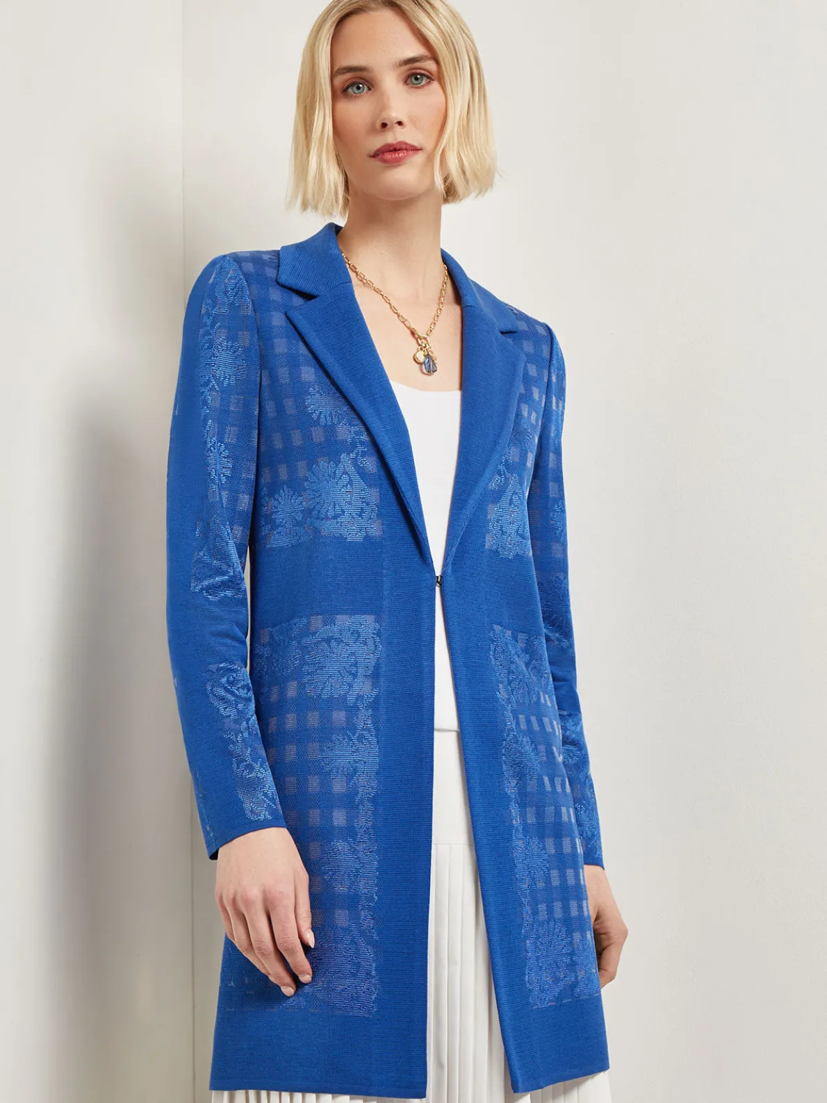 Burnout Floral Pattern Knit Jacket