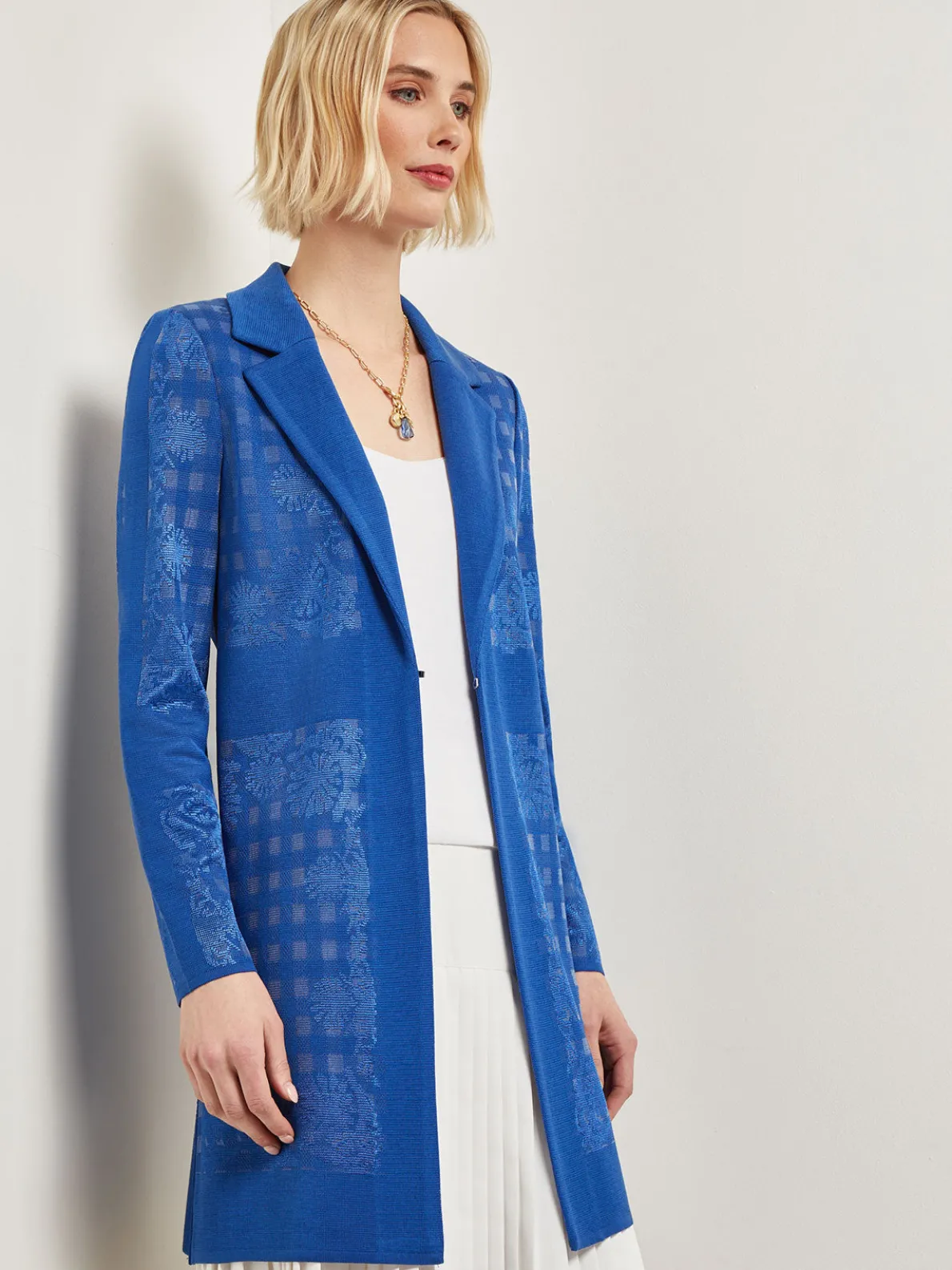 Burnout Floral Pattern Knit Jacket