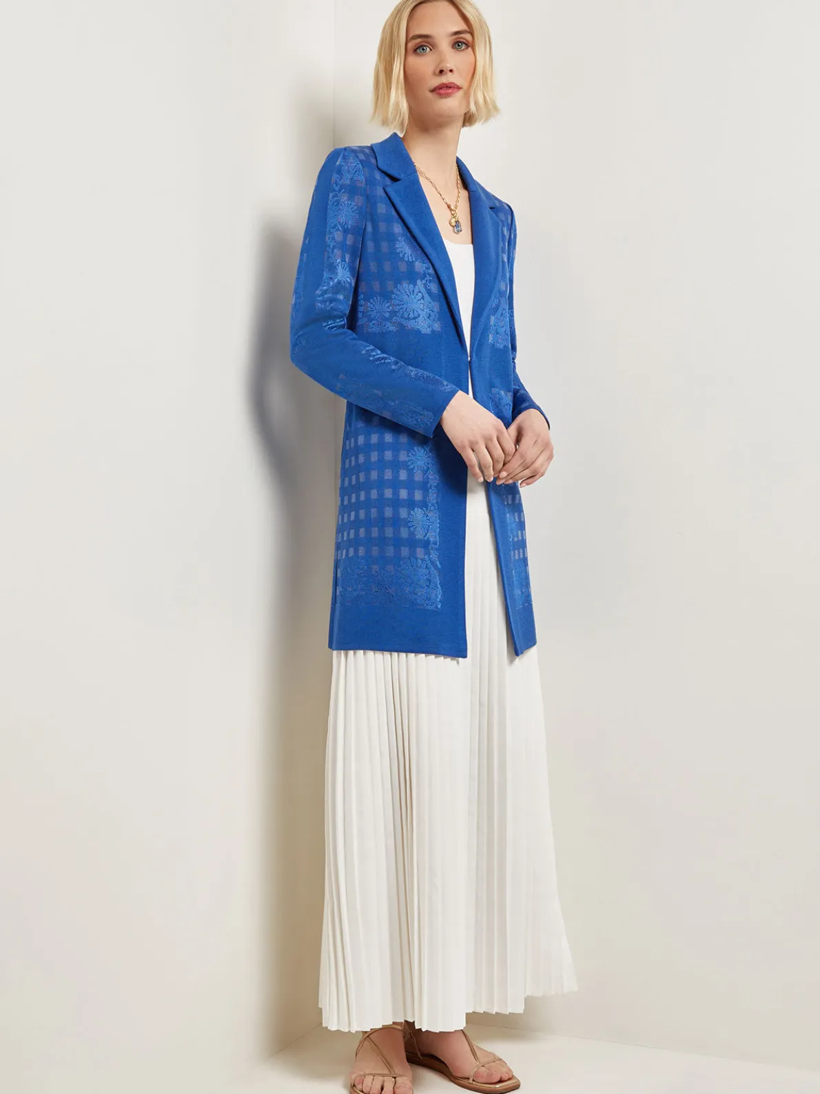 Burnout Floral Pattern Knit Jacket