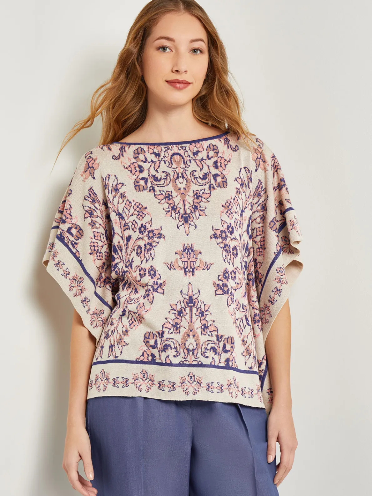 Cape Sleeve Tunic - Soft Jacquard Knit