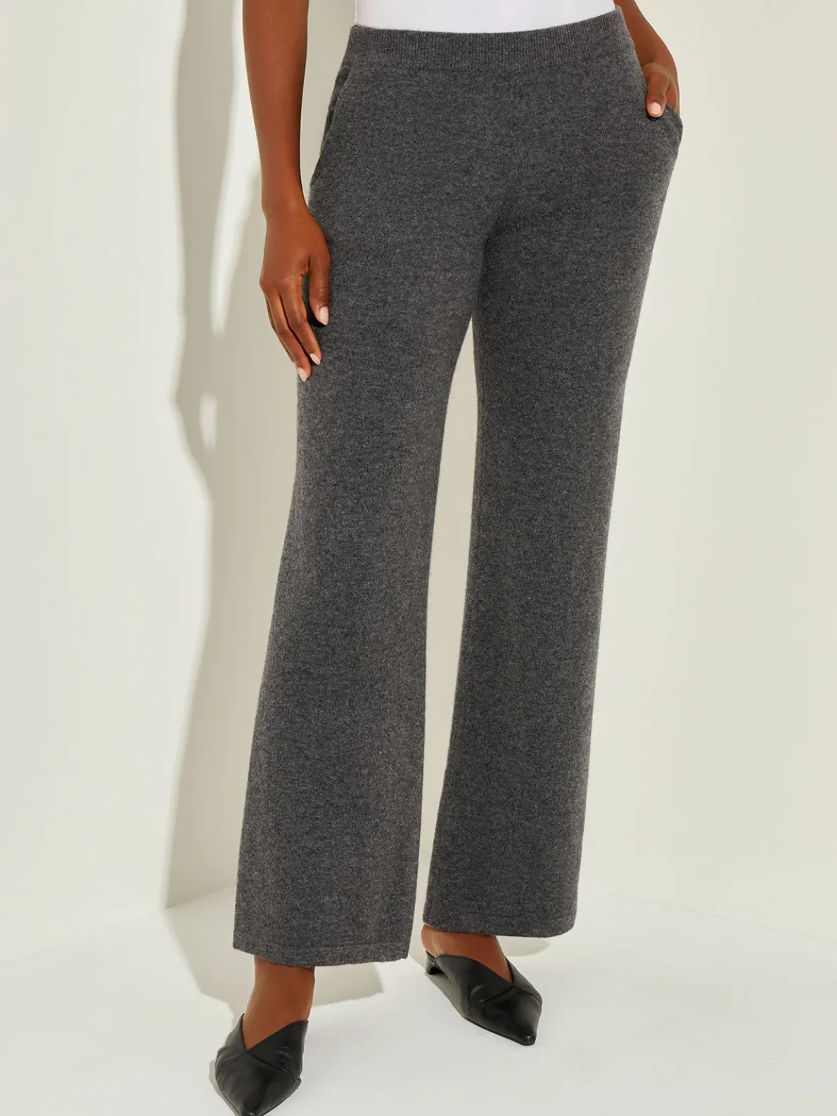 Cashmere Pants - Grey Wide Leg Pants | Misook