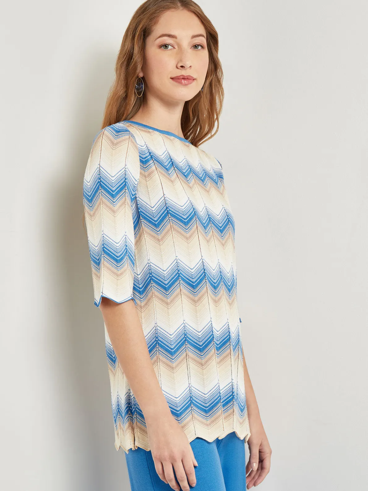 Chevron Hem Tunic - Intarsia Soft Knit