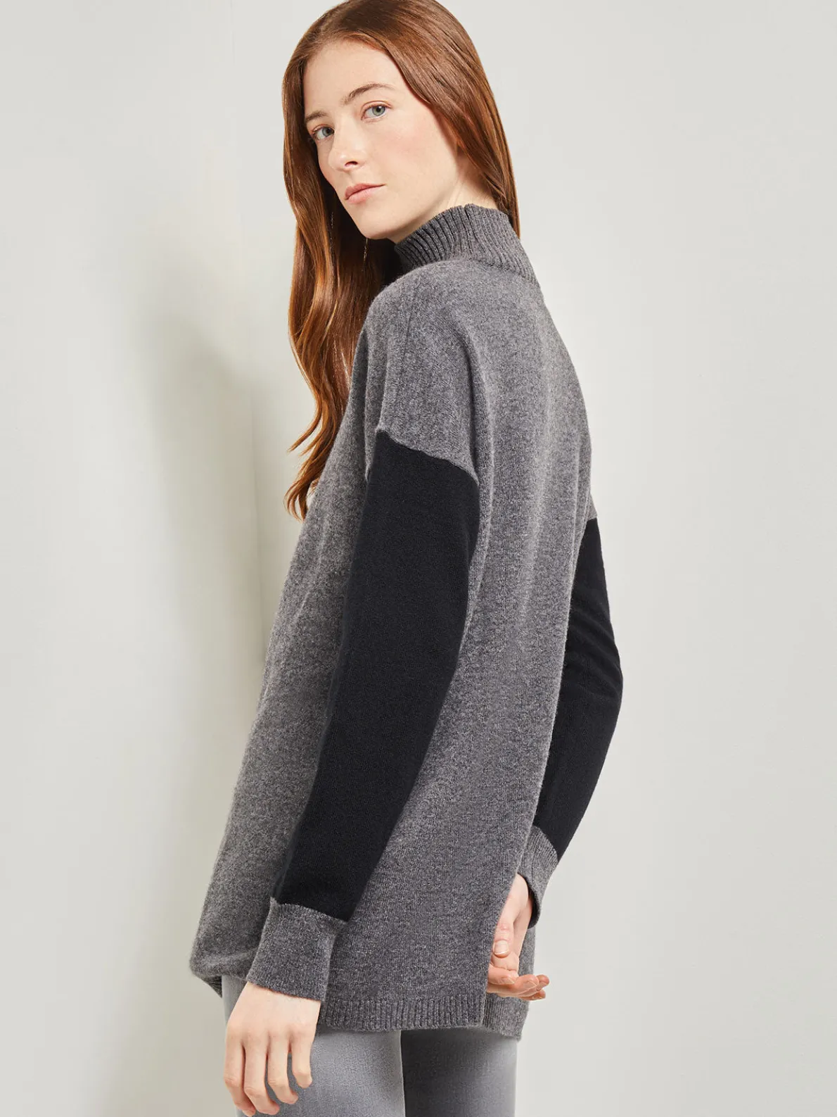 Colorblock Cashmere Turtleneck Tunic