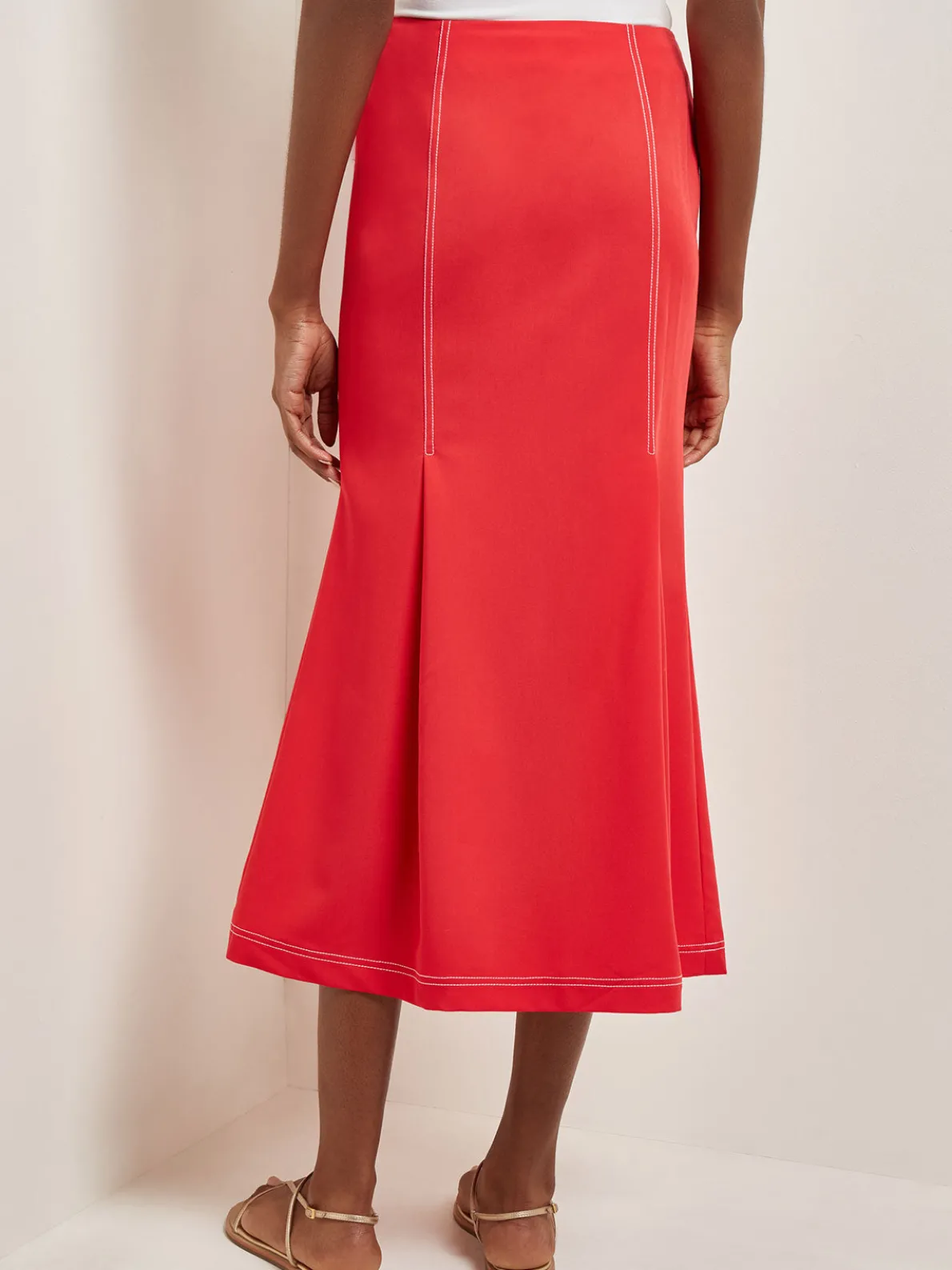 Contrast Stitch Midi Trumpet Skirt