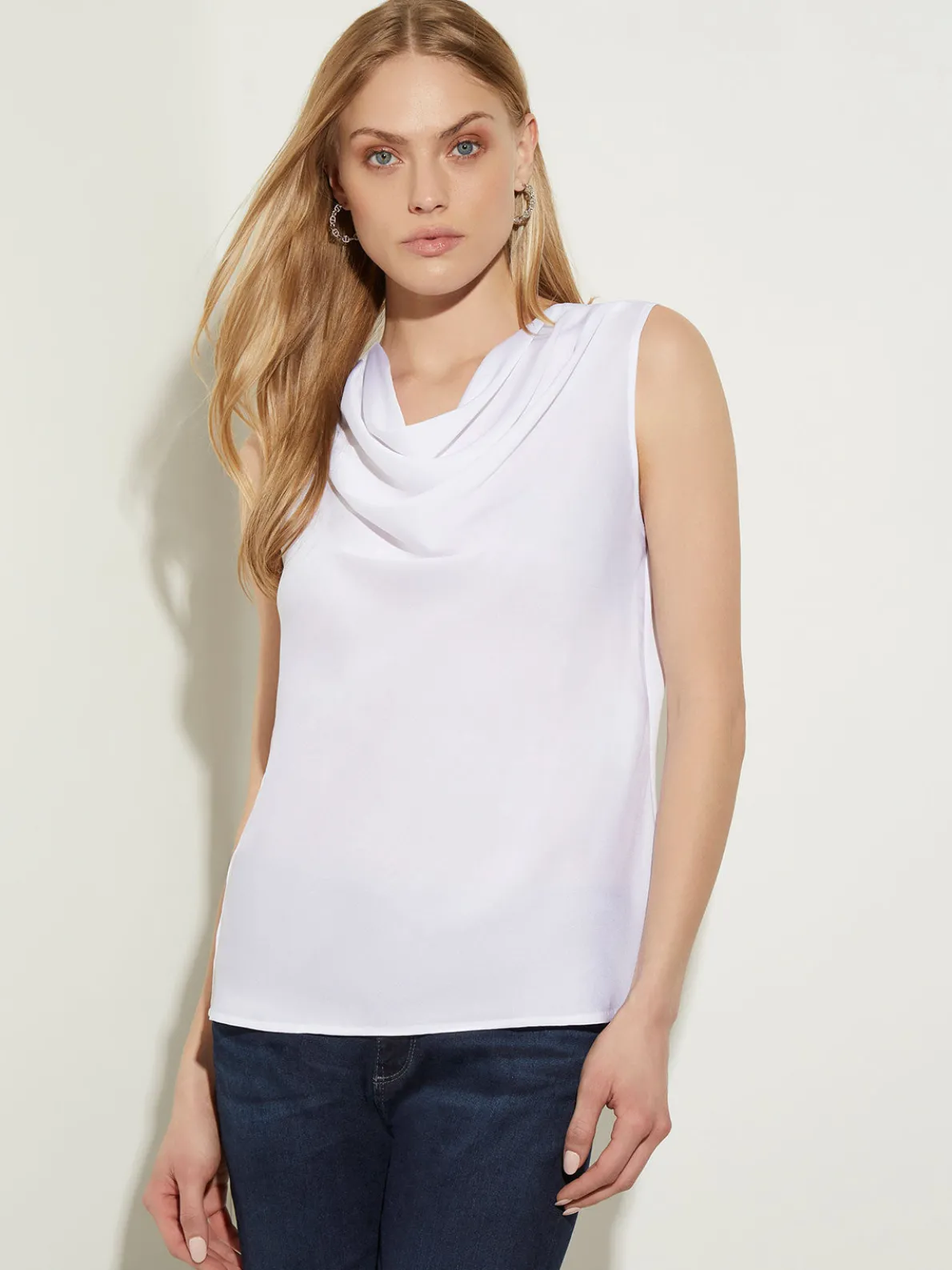 Cowl Neck Blouse - White Sleeveless Blouse | Misook