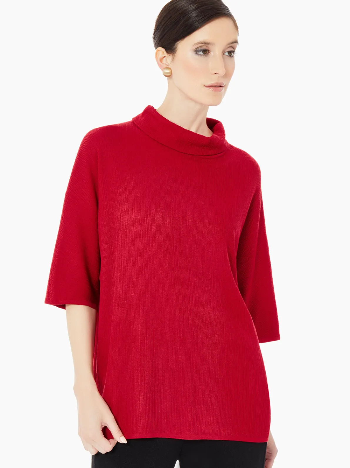 Cowl Neck Textured Knit Tunic