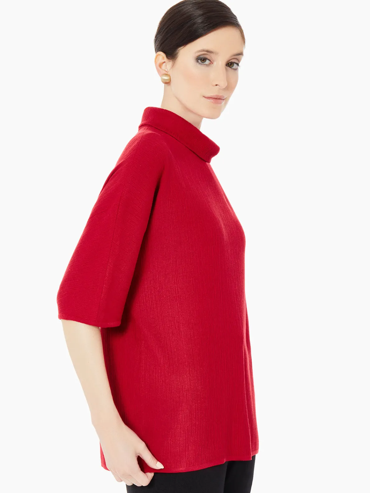 Cowl Neck Textured Knit Tunic