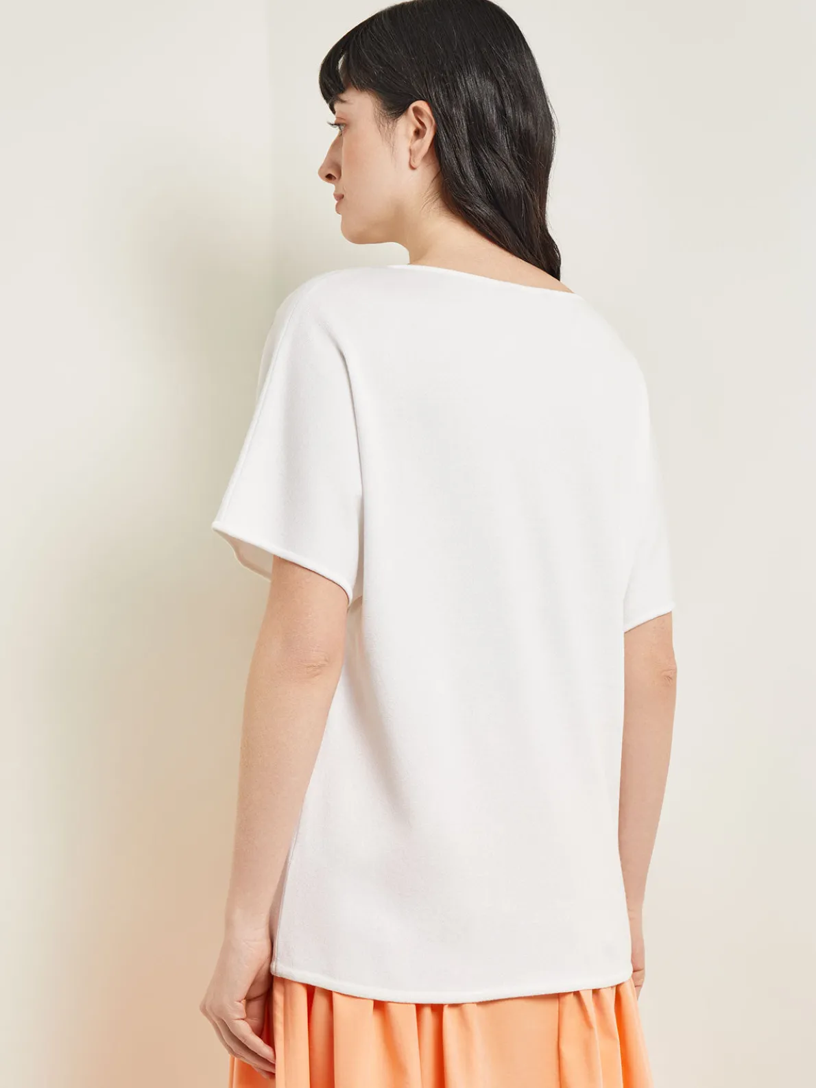 Dolman Sleeve Boat Neck Tunic - Cotton Floral Panel Soft Knit