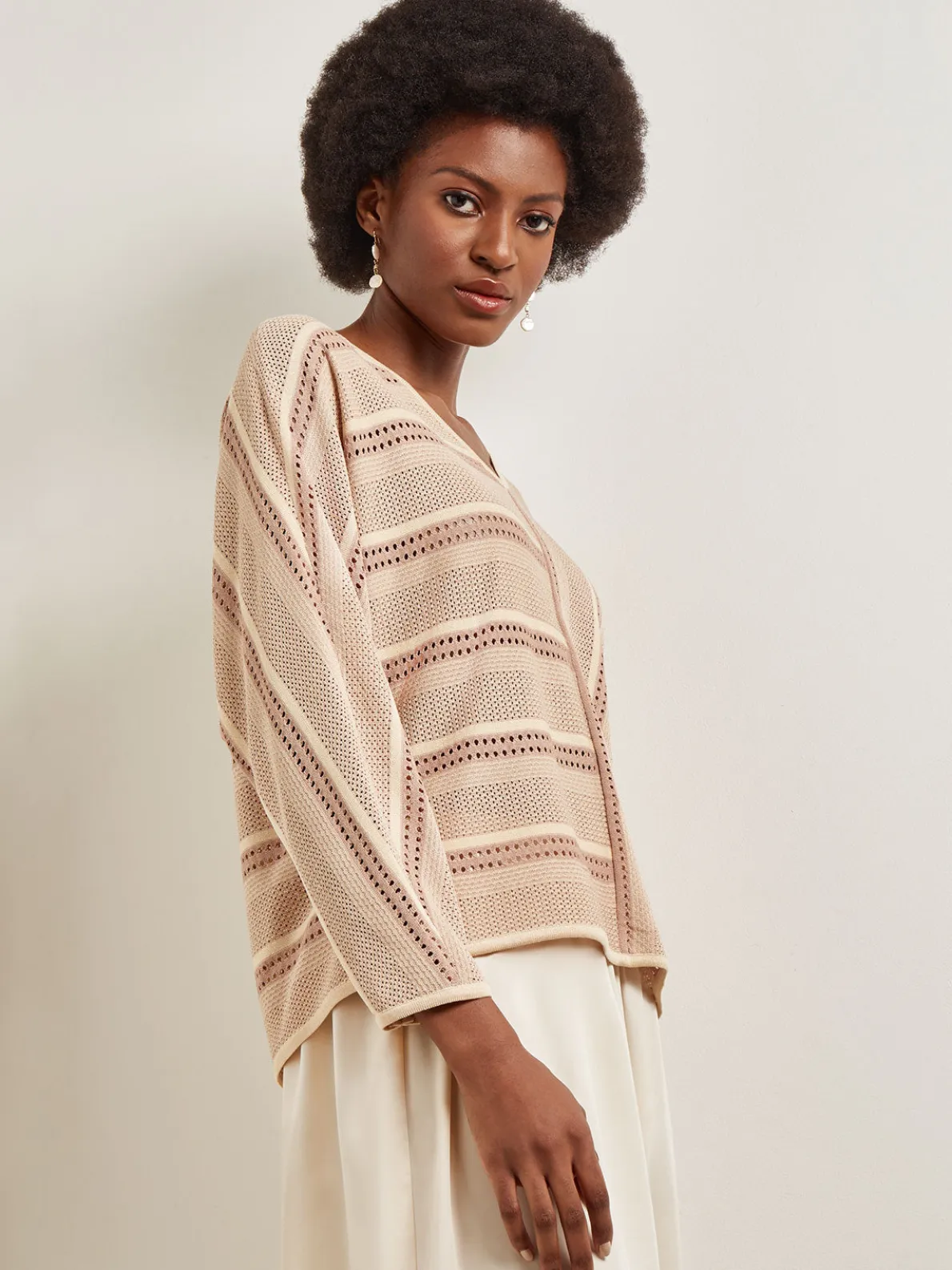 Dolman Sleeve Tunic - Multi-Stitch Soft Knit