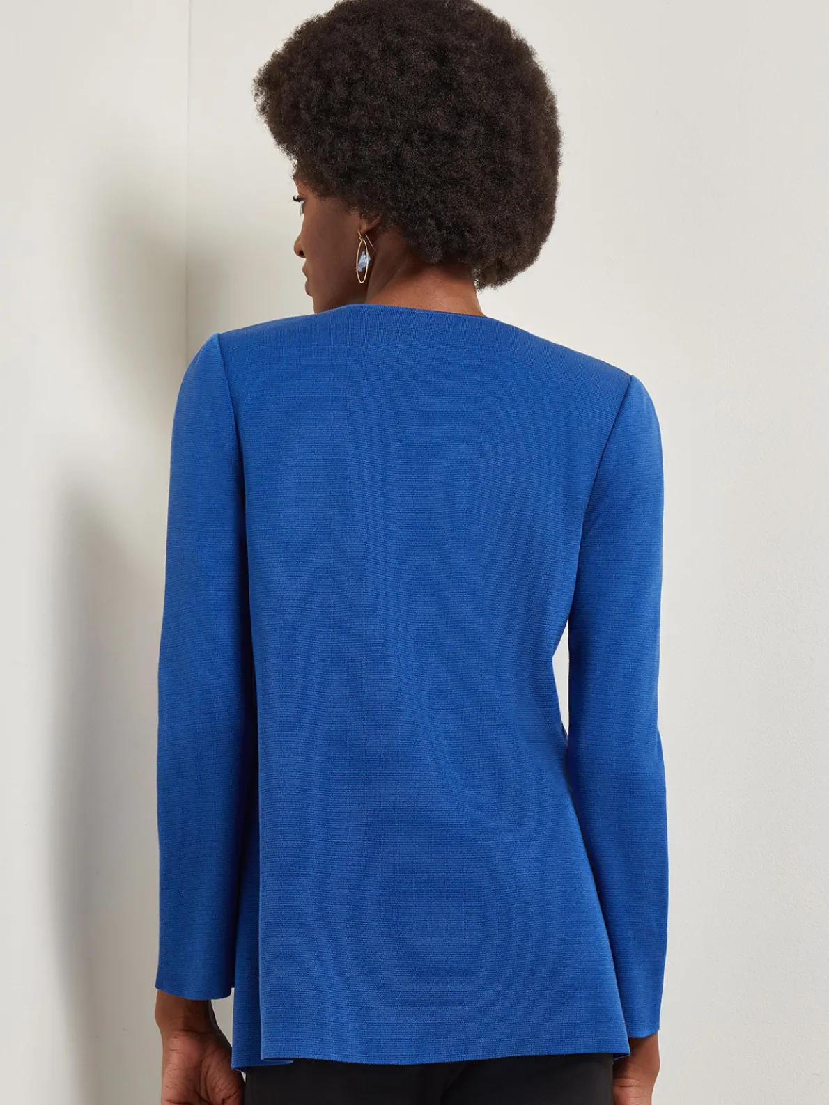 Double Breasted Open Neck Knit Jacket