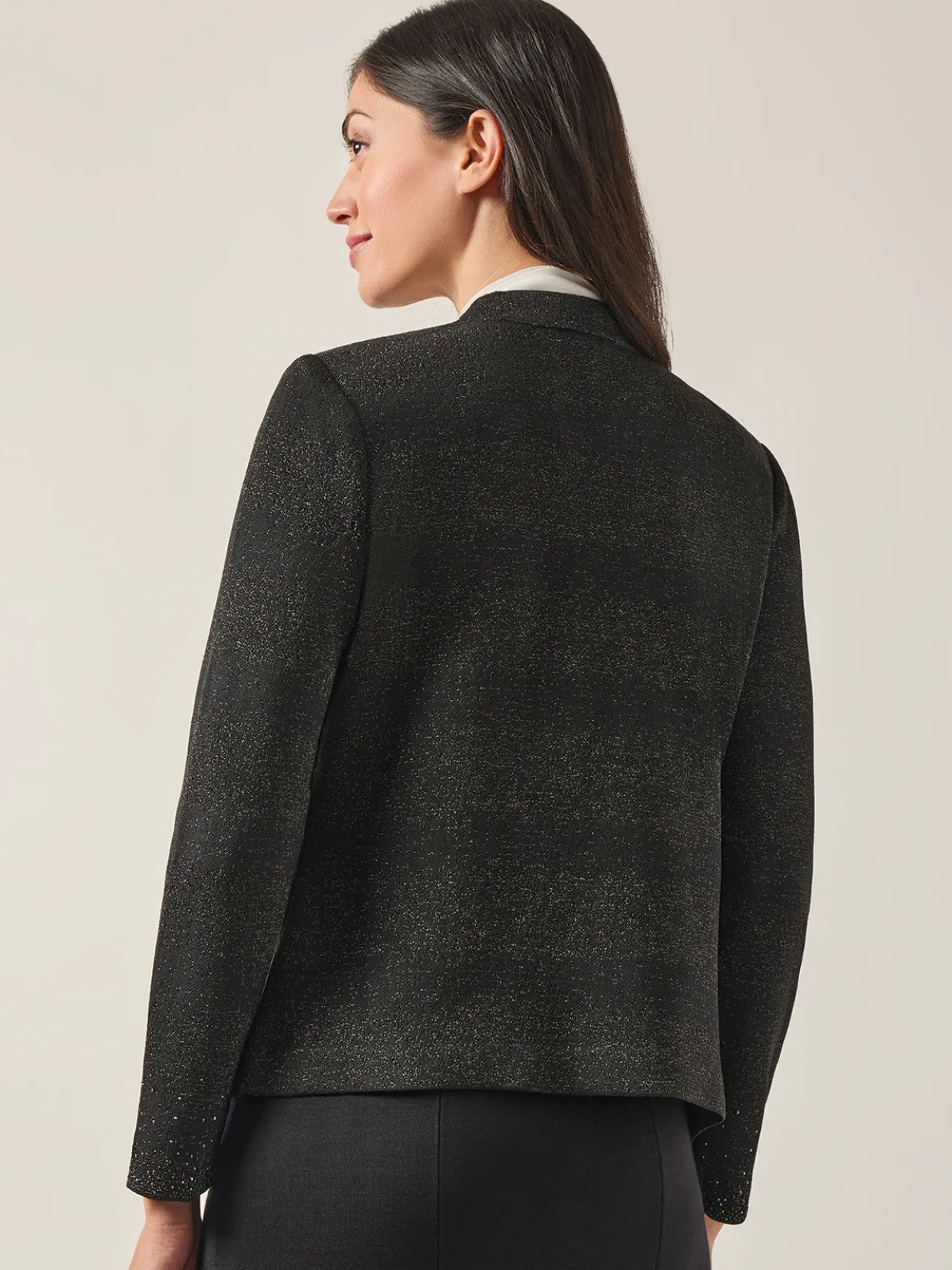 Embellished Lurex Open Neck Jacket