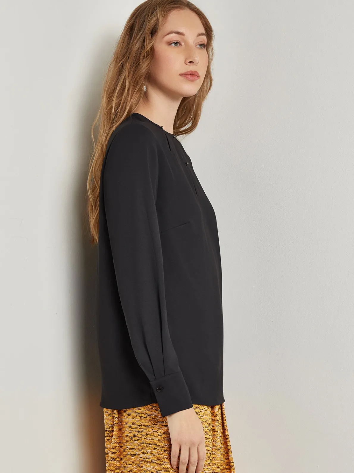 Embellished Neckline Blouse - Crepe De Chine