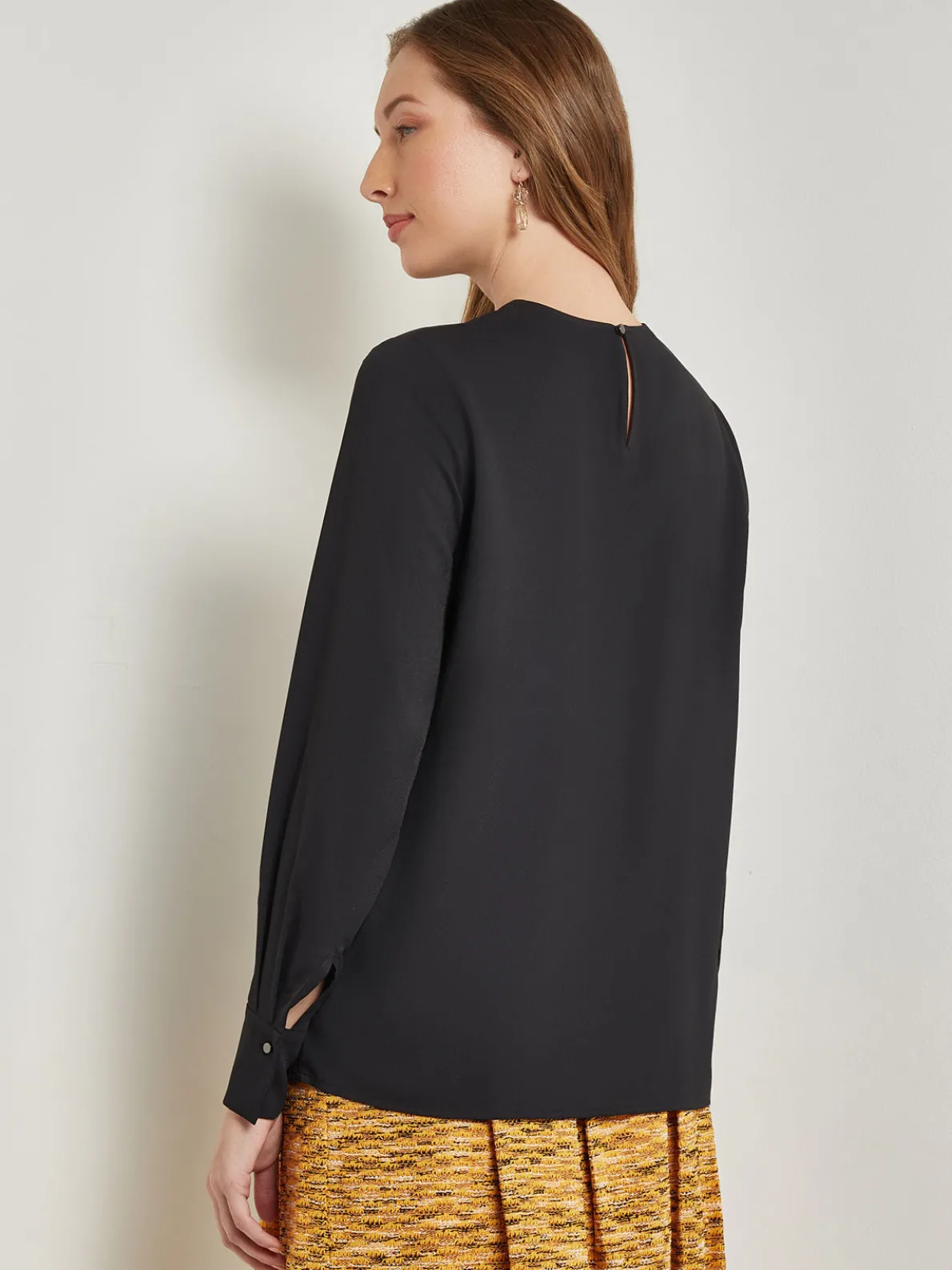 Embellished Neckline Blouse - Crepe De Chine
