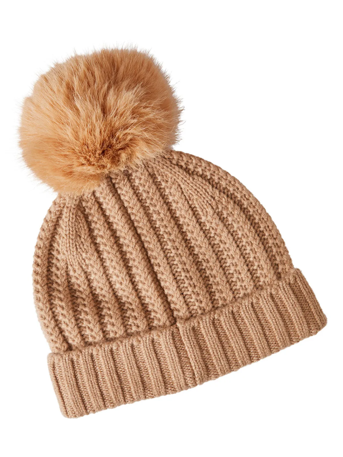 Faux Fur Pom Pom Cashmere Hat