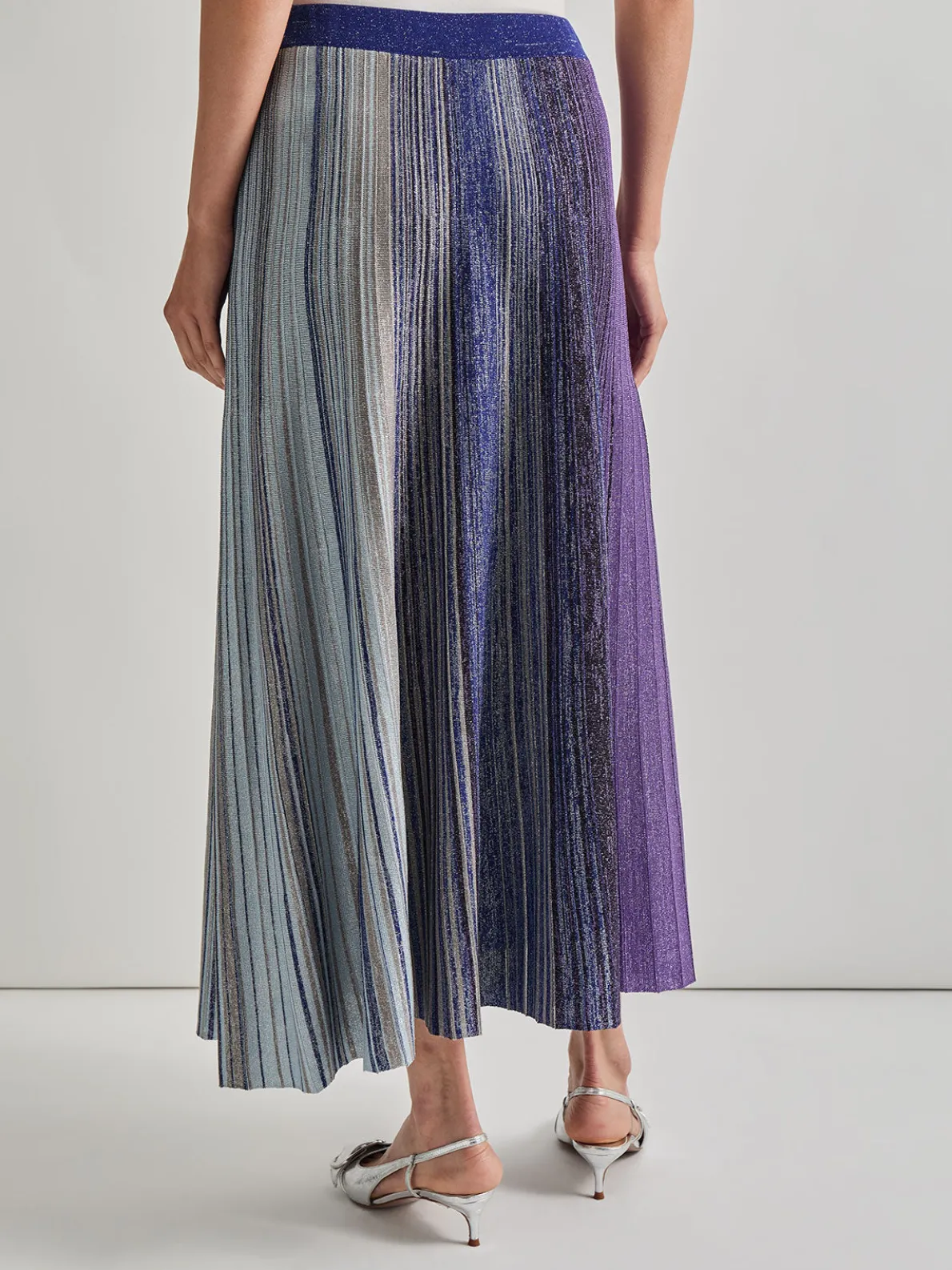 Flared Shimmer Lurex Knit Maxi Skirt