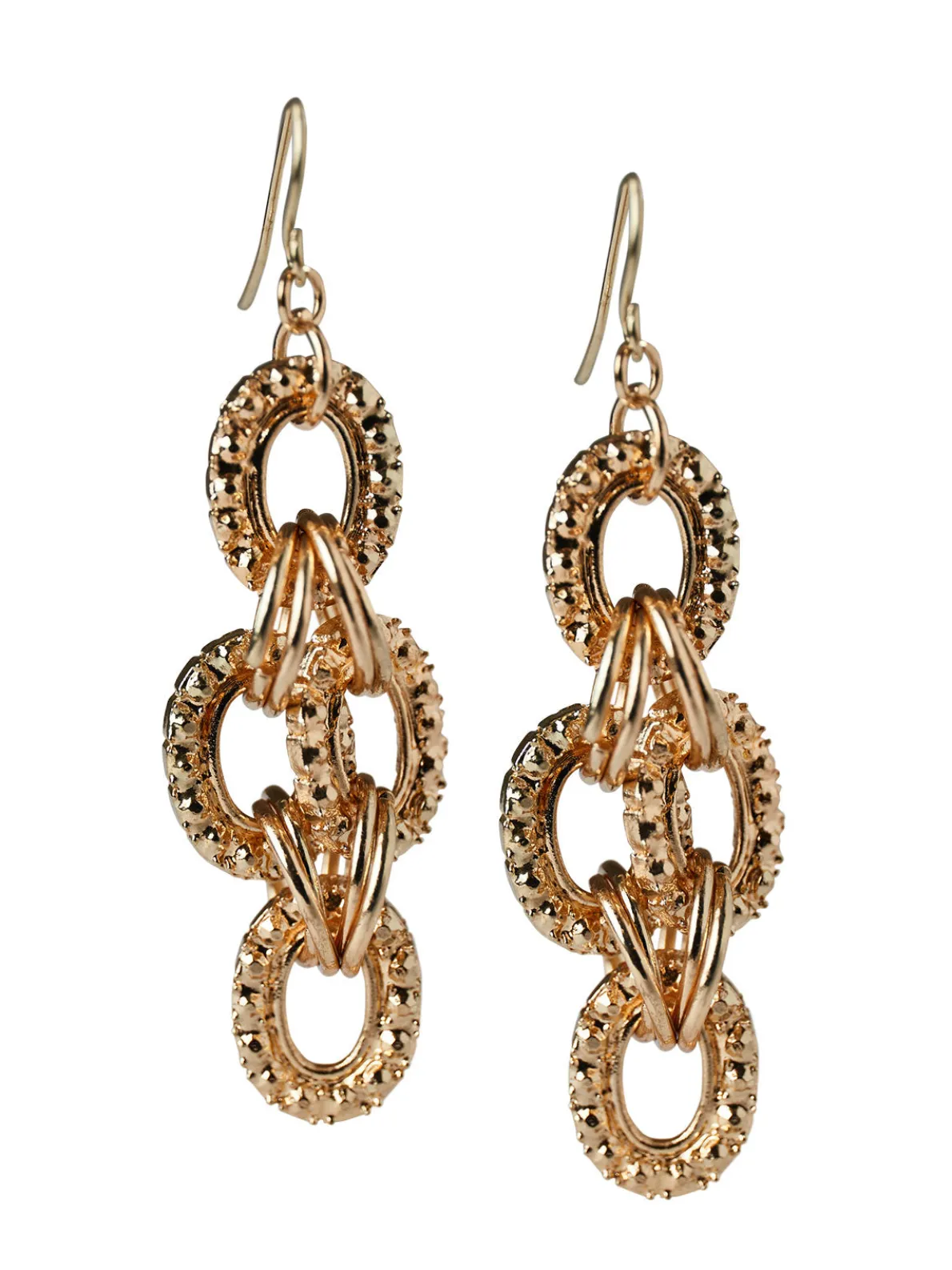 Gold Hammered Rings Drop Earrings