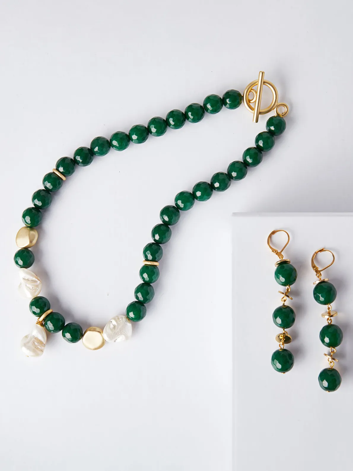 Green Jade Dangle Earrings