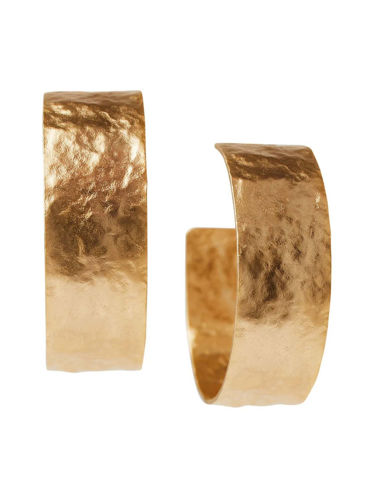 Hammered Matte 14K Gold Hoop Earrings