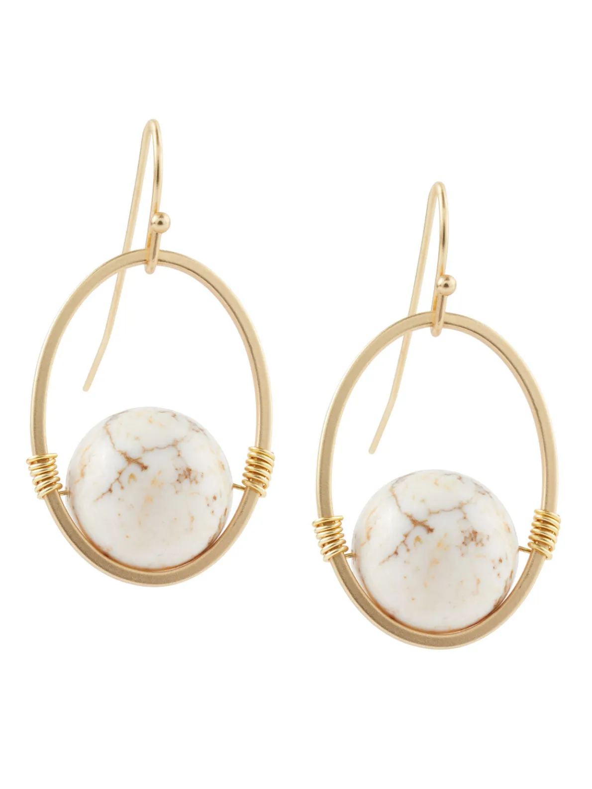 Handmade Gold Magnesite Drop Bead Earrings