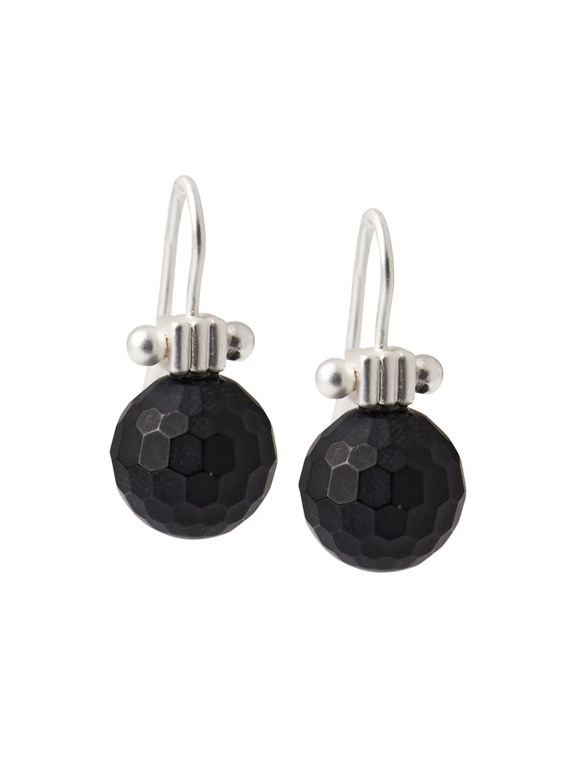 Handmade Matte Black Onyx Crystal Column Top Earring