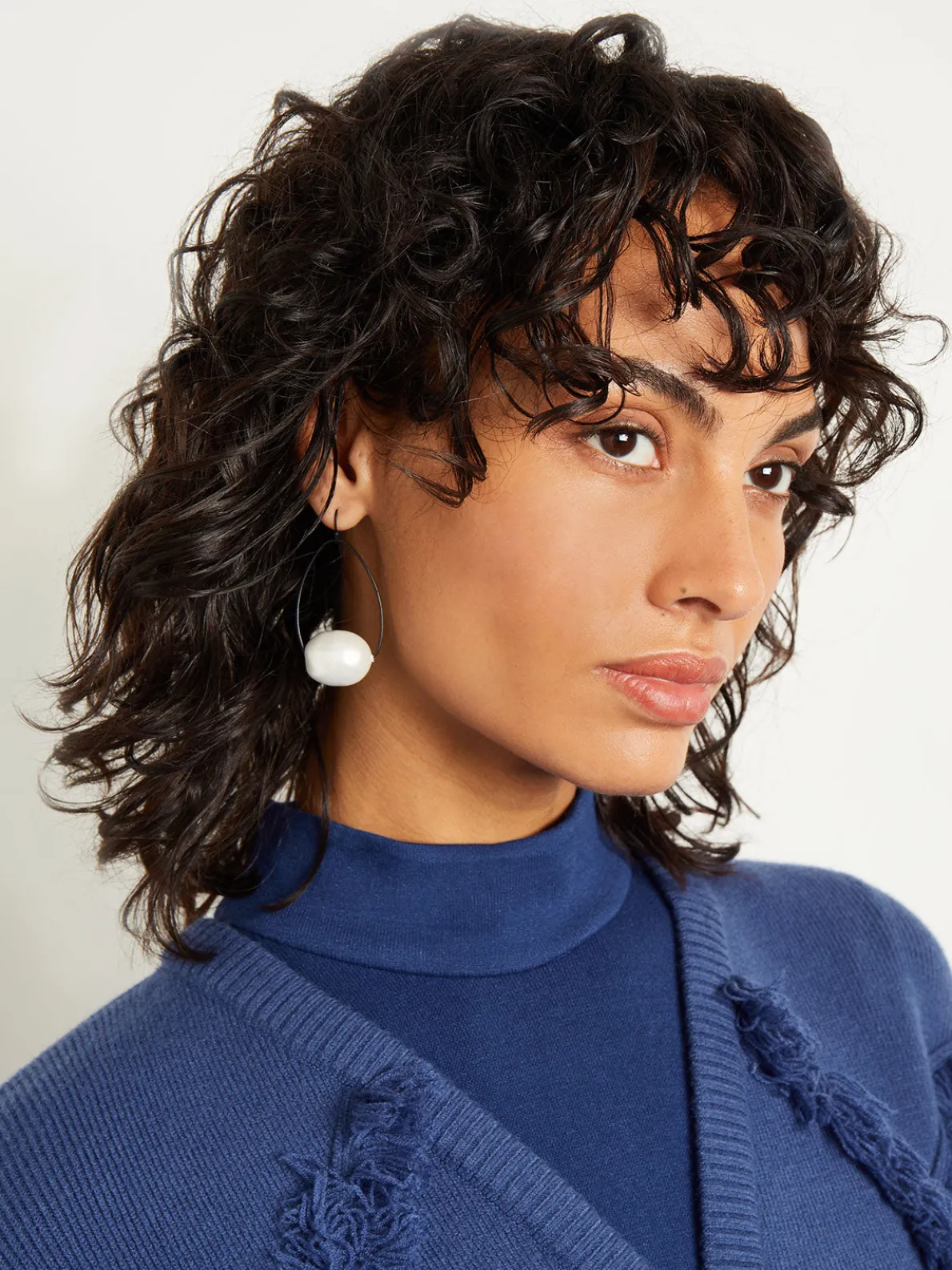 Handmade Matte Black Cotton Pearl Drop Earrings