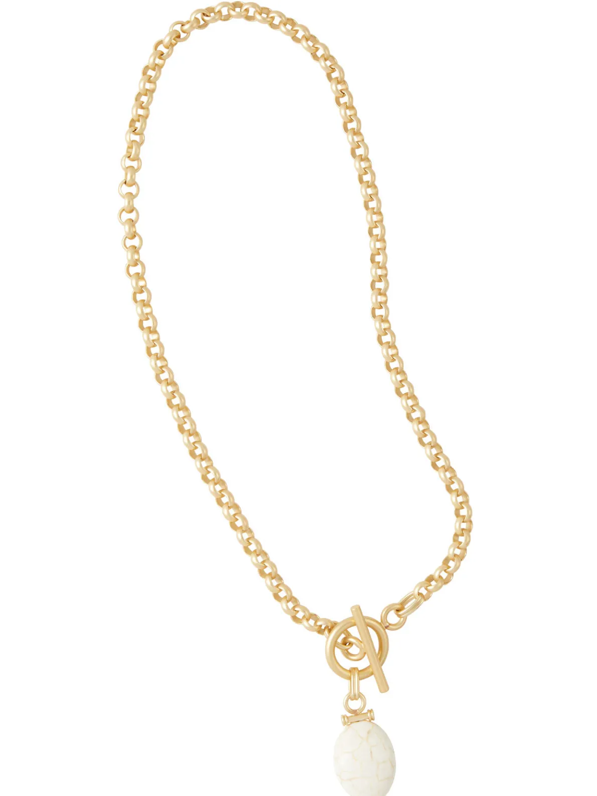 Handmade White Magnesite Pendant Toggle Chain Necklace