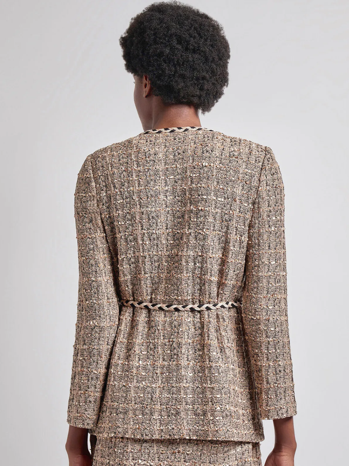 Heritage Fit Braid Trim Tweed Knit Jacket